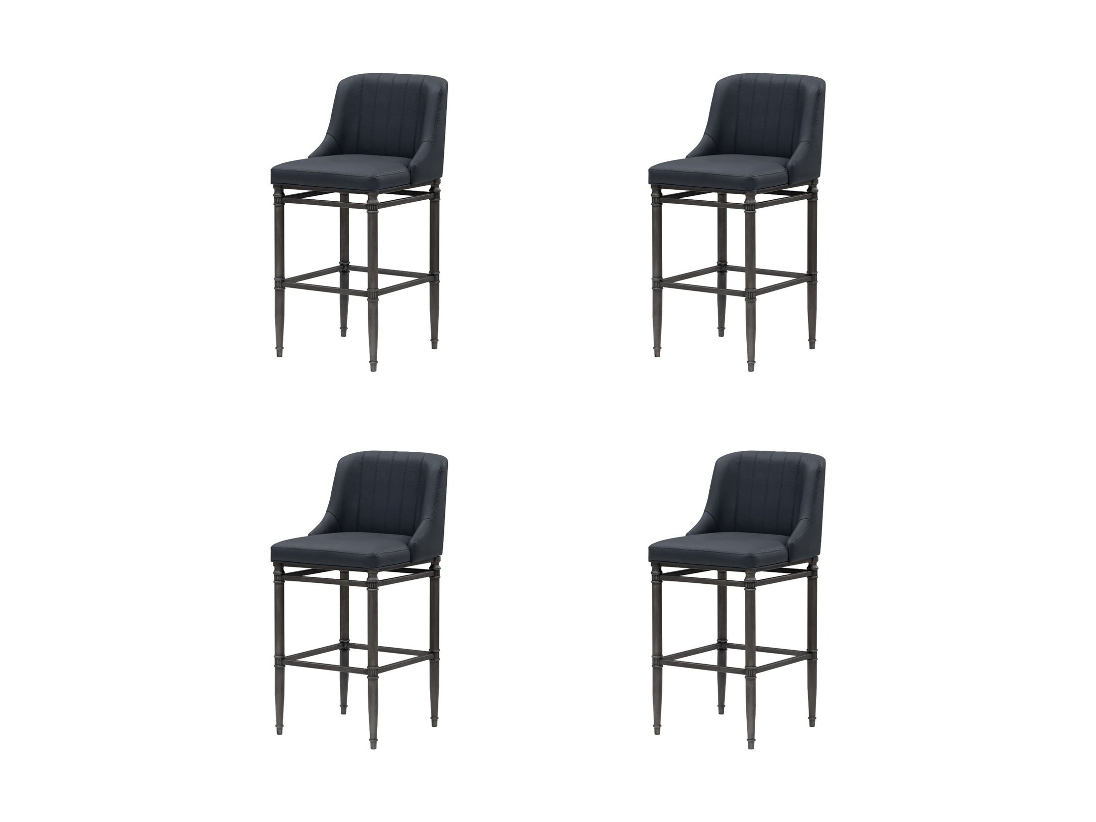 Marvin - Steel Frame Faux Leather Upholstered Bar Height Barstool
