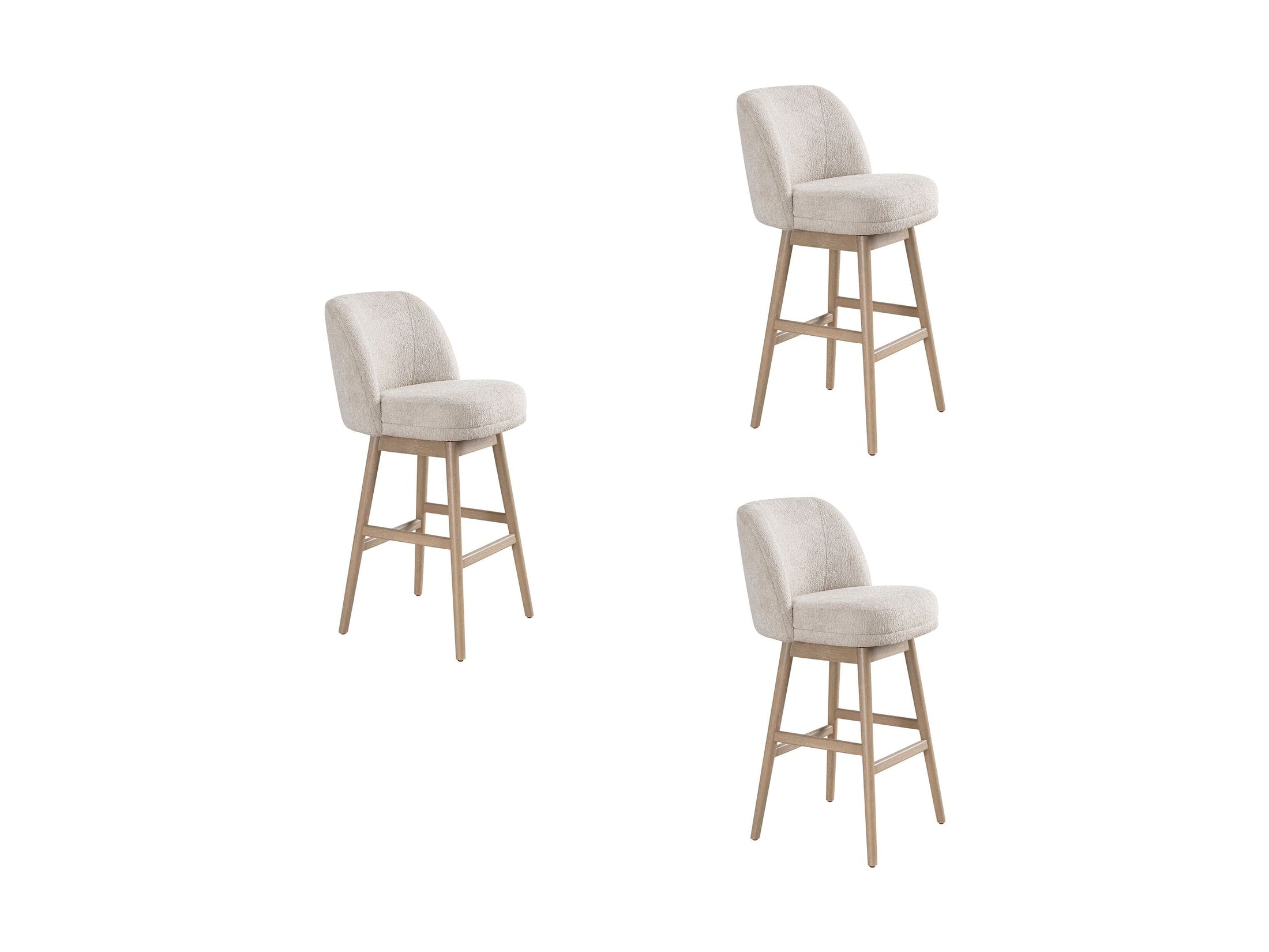Sadie - Solid Wood Upholstered 30" Bar Height Swivel Barstool