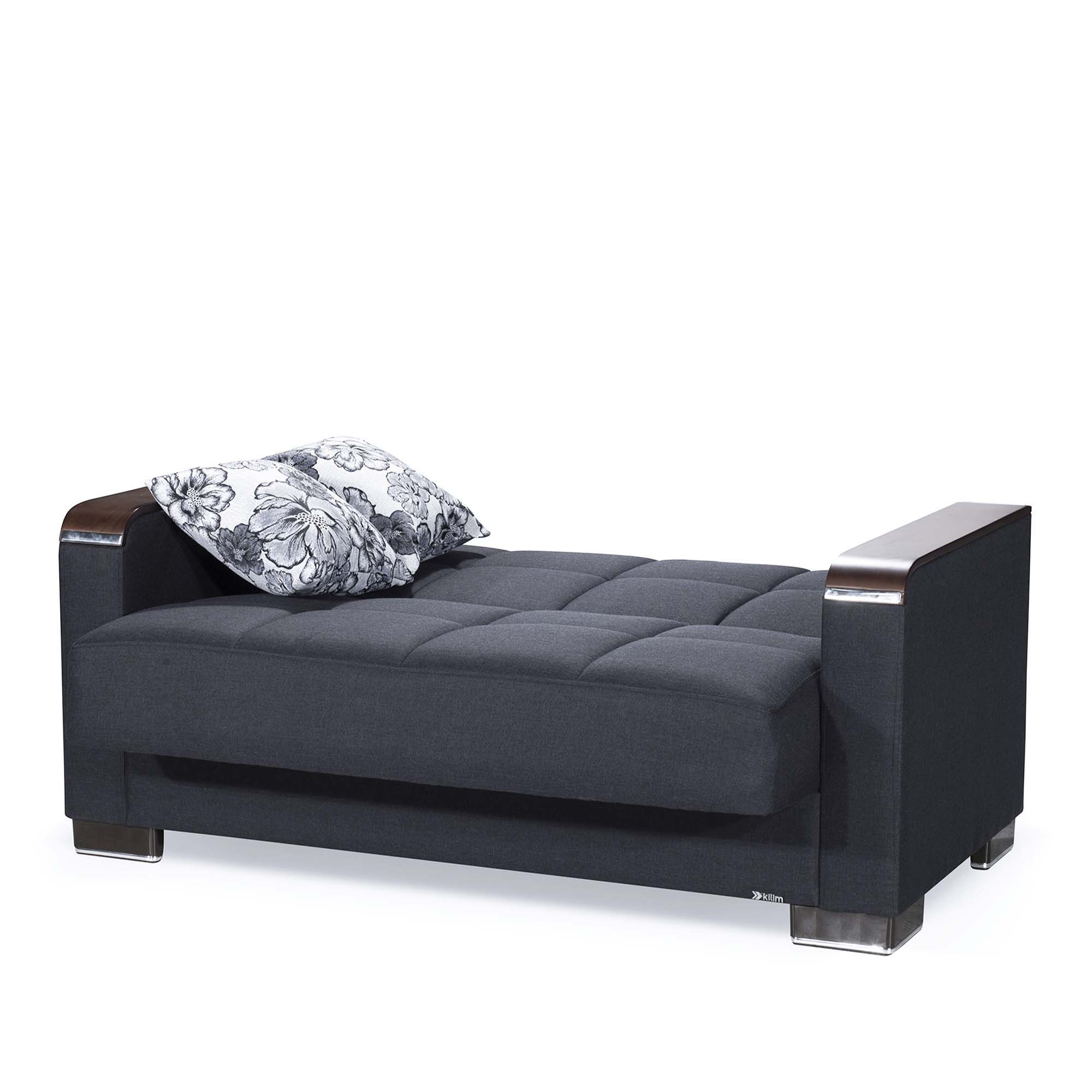 Ottomanson Armada X - Upholstered Convertible Wood Trimmed Loveseat With Storage - Polyester
