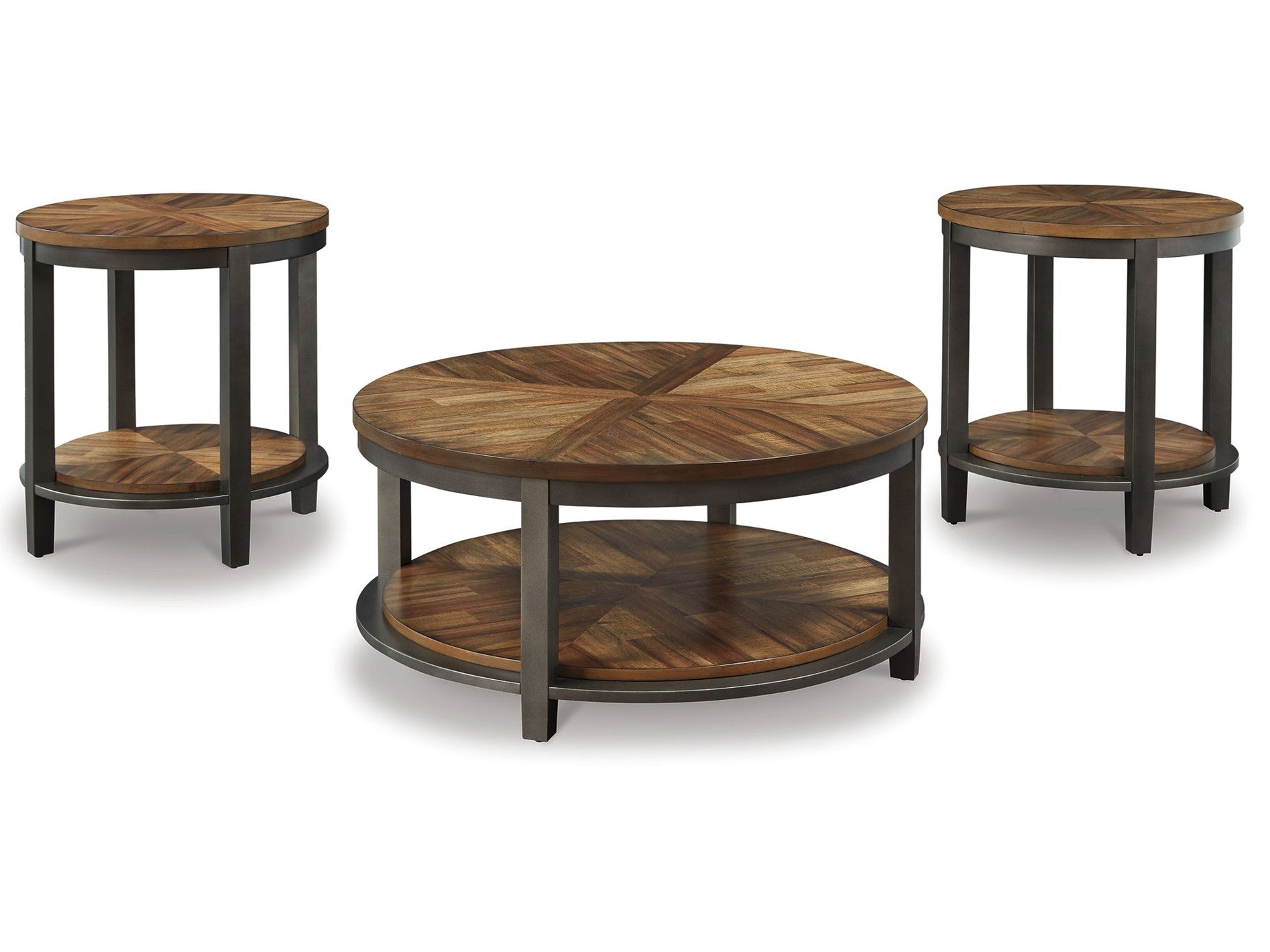 Roybeck - Occasional Table Set (Set of 3) - Light Brown / Bronze