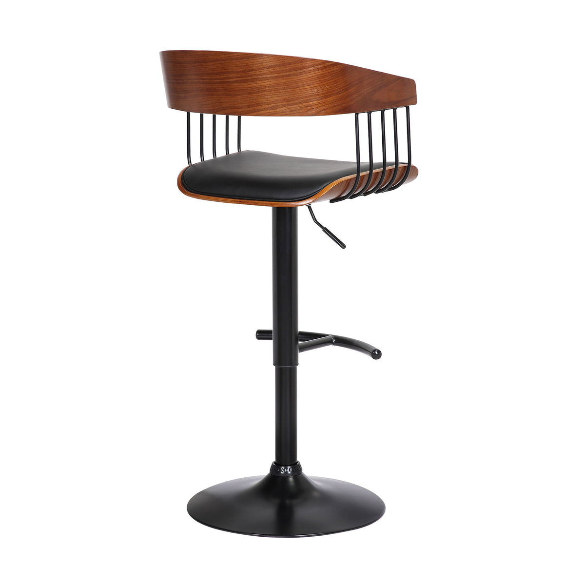 Larisa - Adjustable  Wood Bar Stool - Walnut