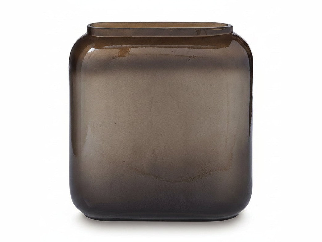 Sumner smoky gray glass vase on a white background