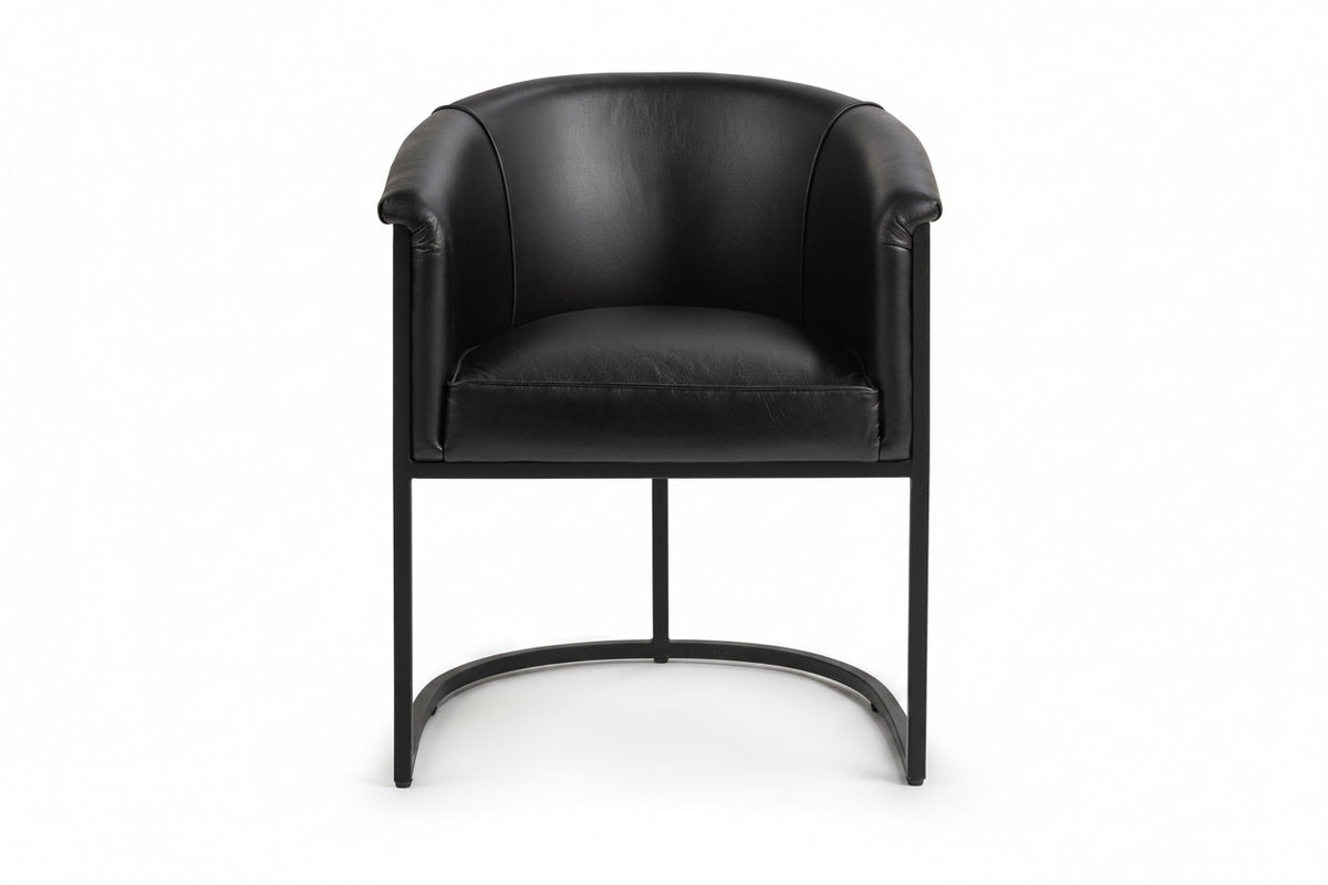 Black leather armchair on a white background