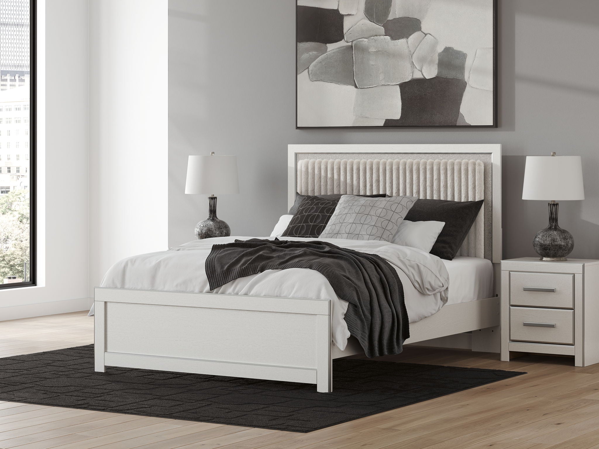 Birmonton - Upholstered Panel Bed With Roll Slats