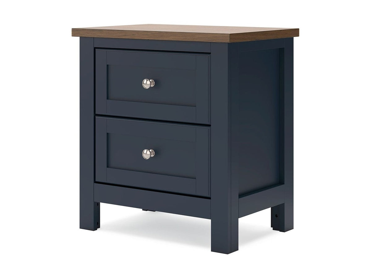 Landocken - Two Drawer Night Stand - Brown / Blue