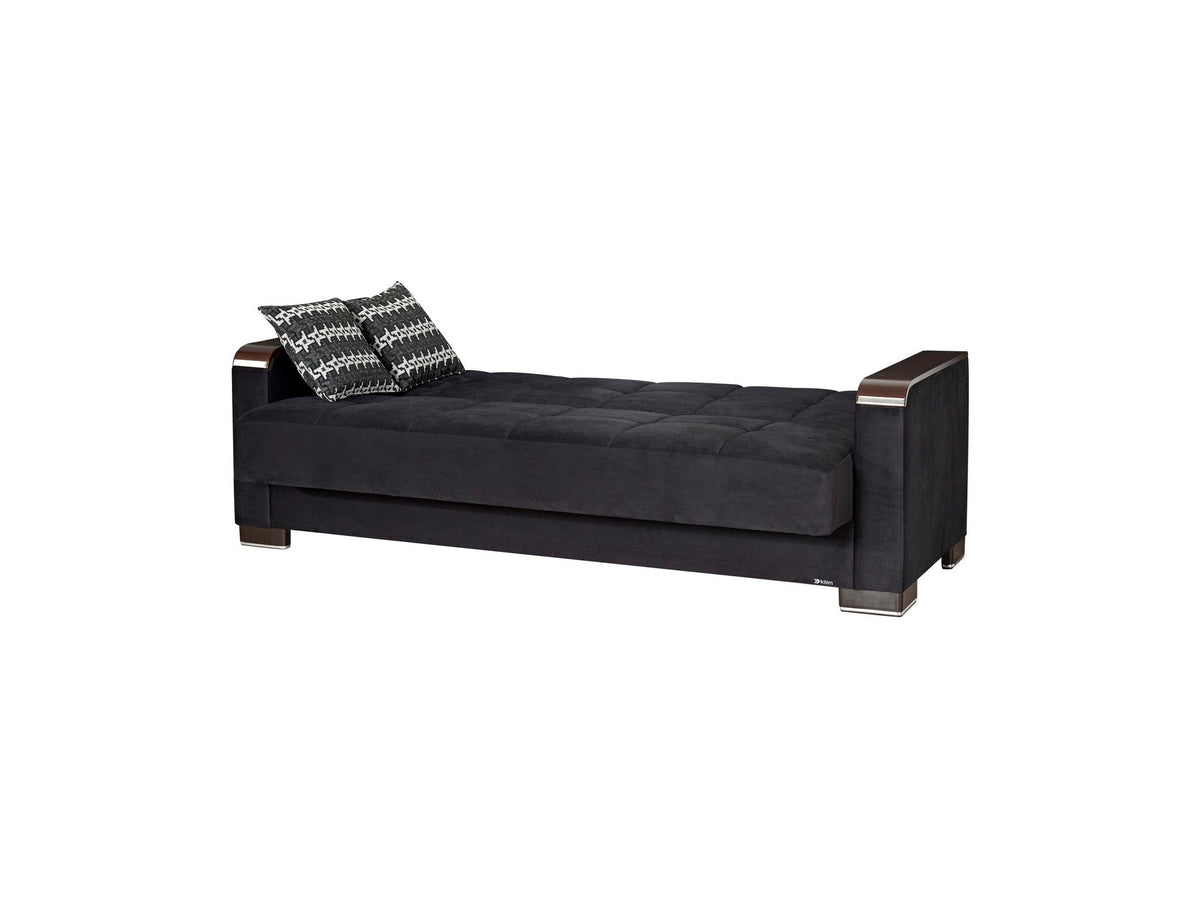 Ottomanson Armada X - Upholstered Convertible Wood Trimmed Sofabed With Storage - Microfiber