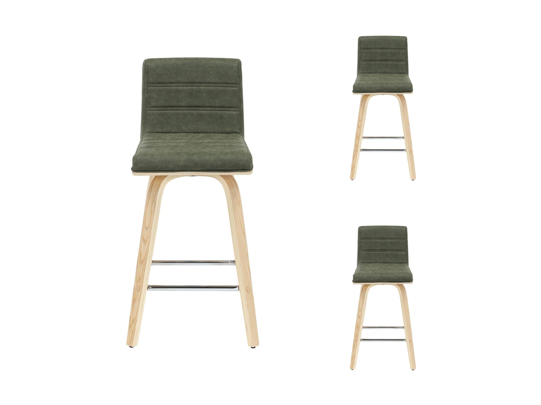 Vienna - 35.5" Swivel Counter Height Square Back Wood Bar Stool With Faux Leather Seat