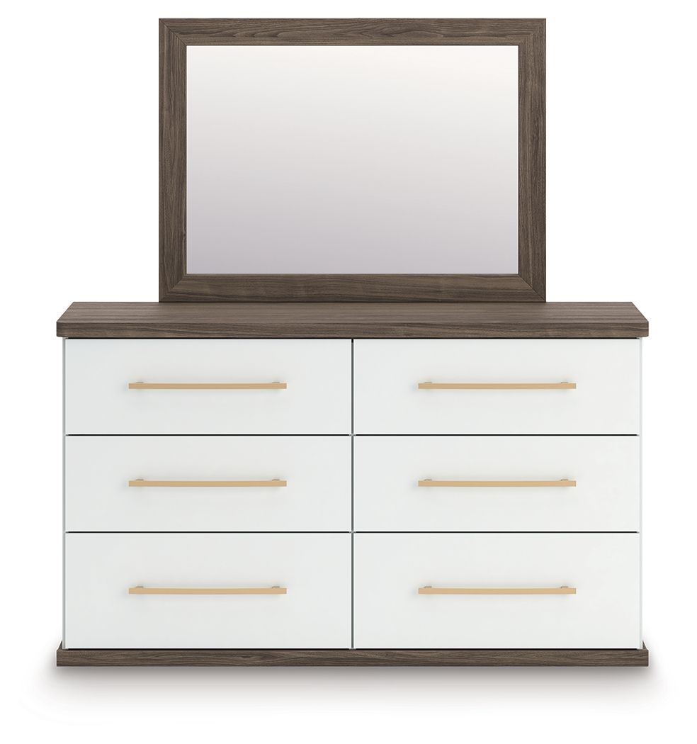 Kendanport - 4 Pc. - King Platform Bed, Dresser, Mirror And Nightstand - Brown / White