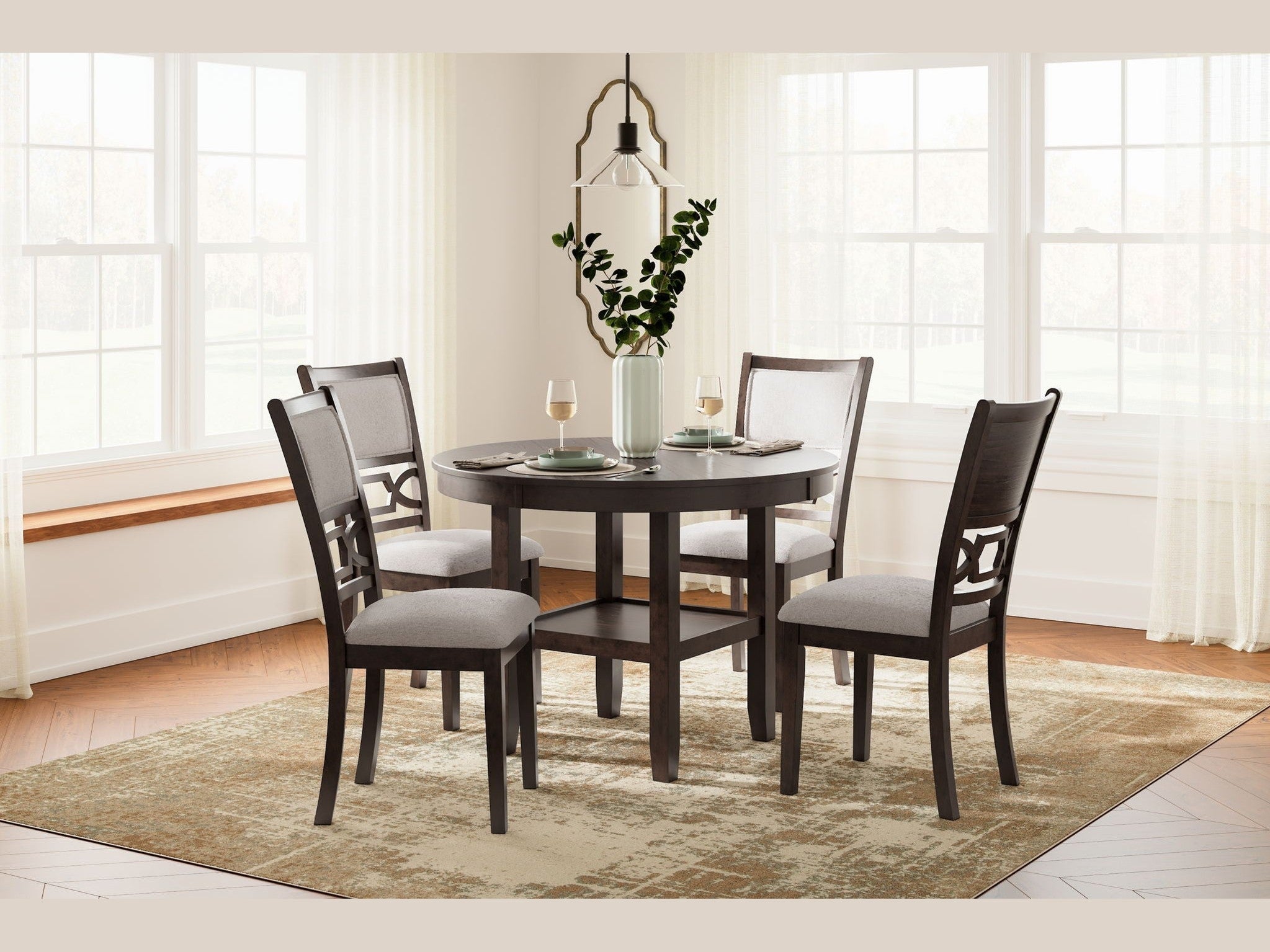 Langwest - Dining Room Table Set (Set of 5) - Brown