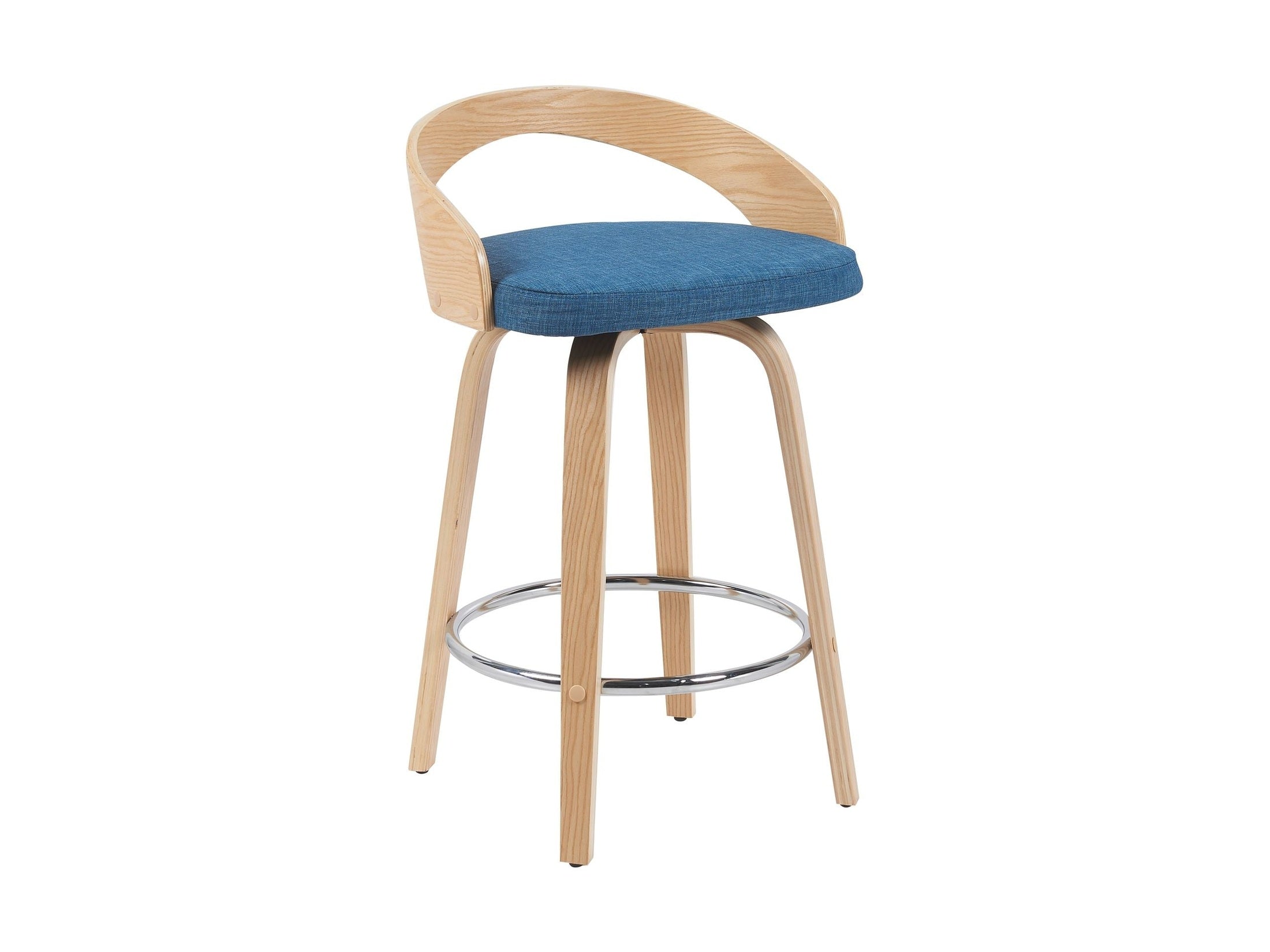Sonia - Modern Swivel Counter Height Bar Stool - Patterned Oak Wood Finish