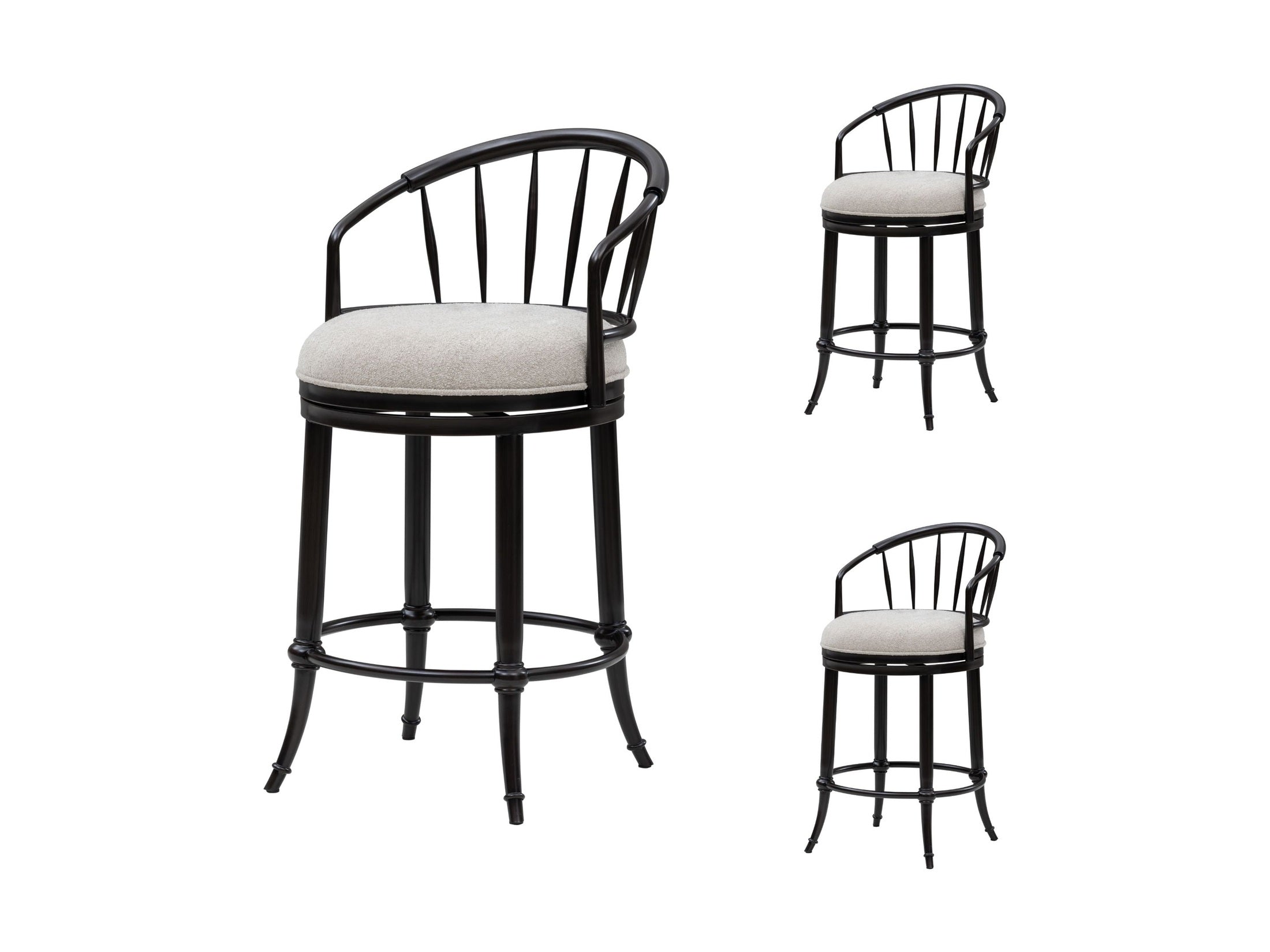 Luther - Commercial Grade Steel Frame Fabric Upholstered Swivel Counter Height Barstool