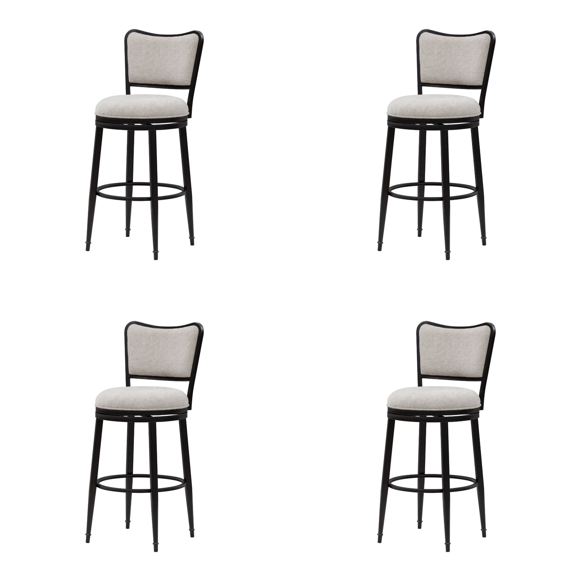 Baxter - Steel Frame Fabric Upholstered Swivel Bar Height Barstool