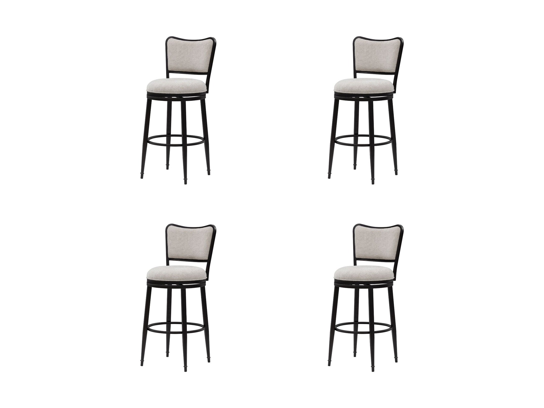 Baxter - Steel Frame Fabric Upholstered Swivel Bar Height Barstool