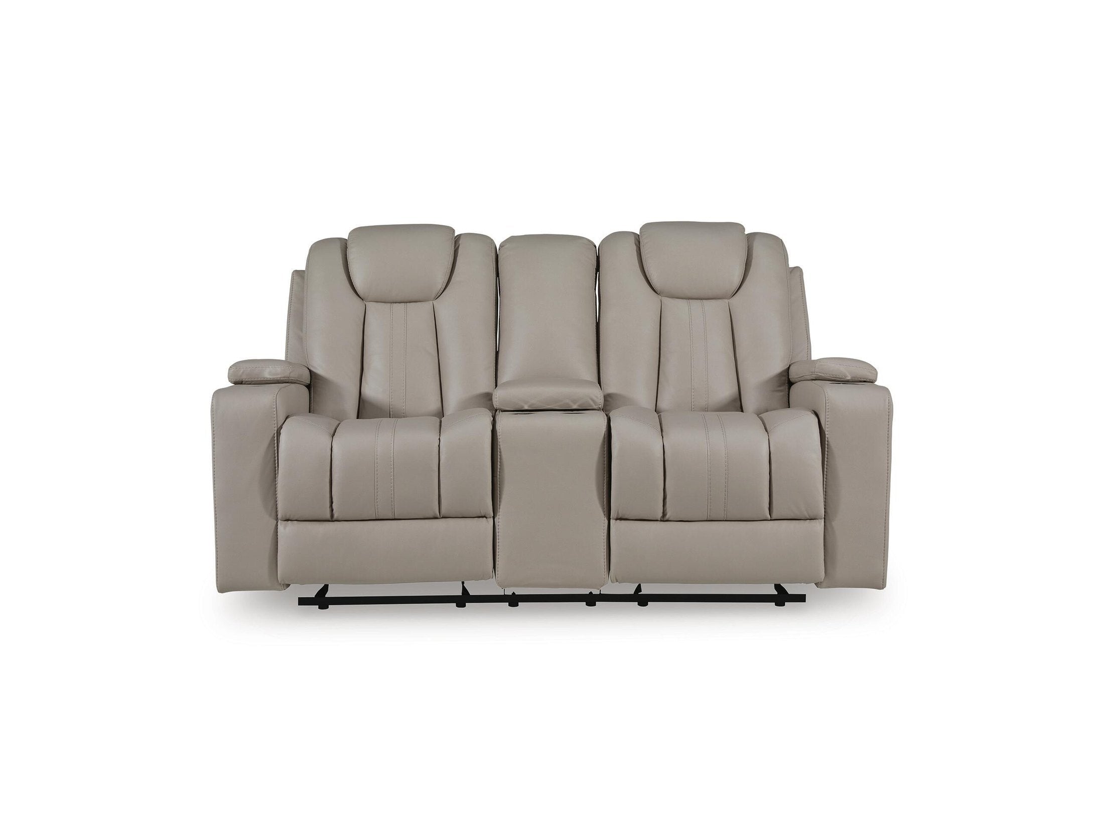Elevate Edges - Glide Reclining Loveseat With Console - Coin