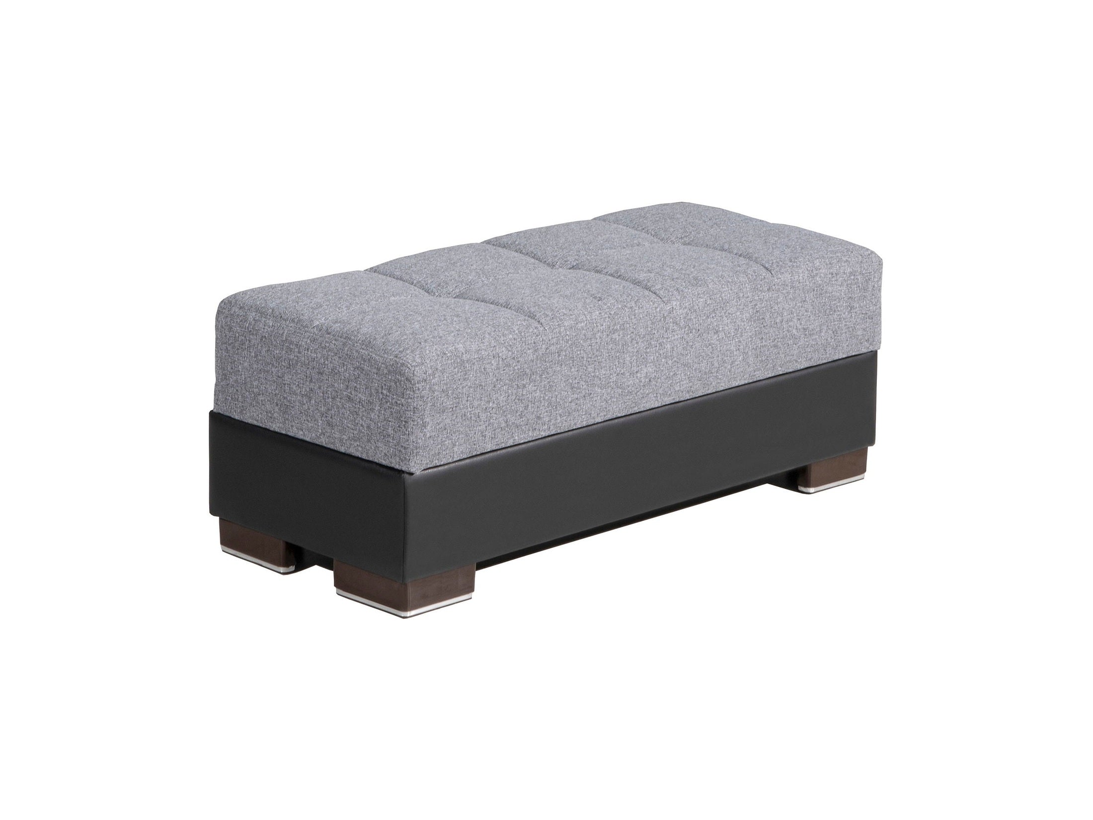 Ottomanson Armada Air - Upholstered Ottoman With Storage - Gray/Black PU Polyester