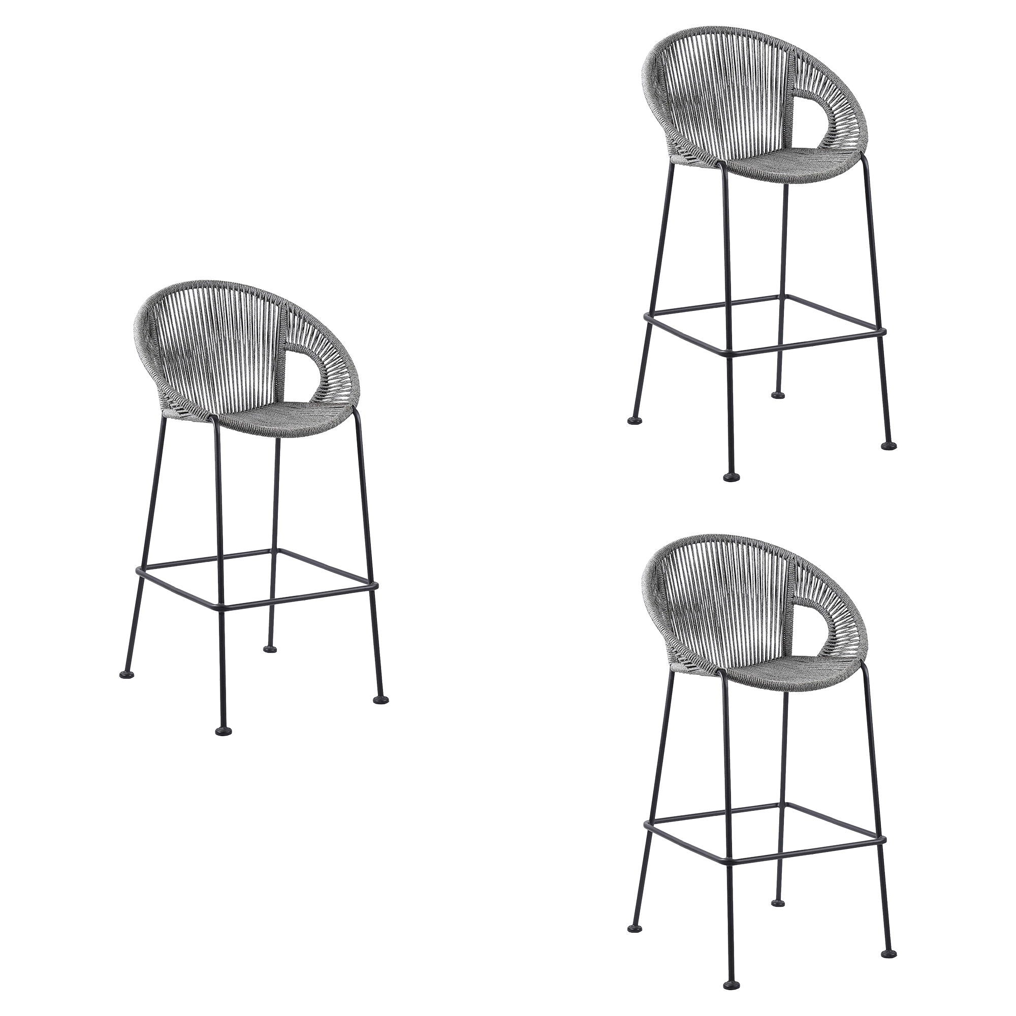 Acapulco - Indoor Outdoor Steel Bar Stool With Rope Set