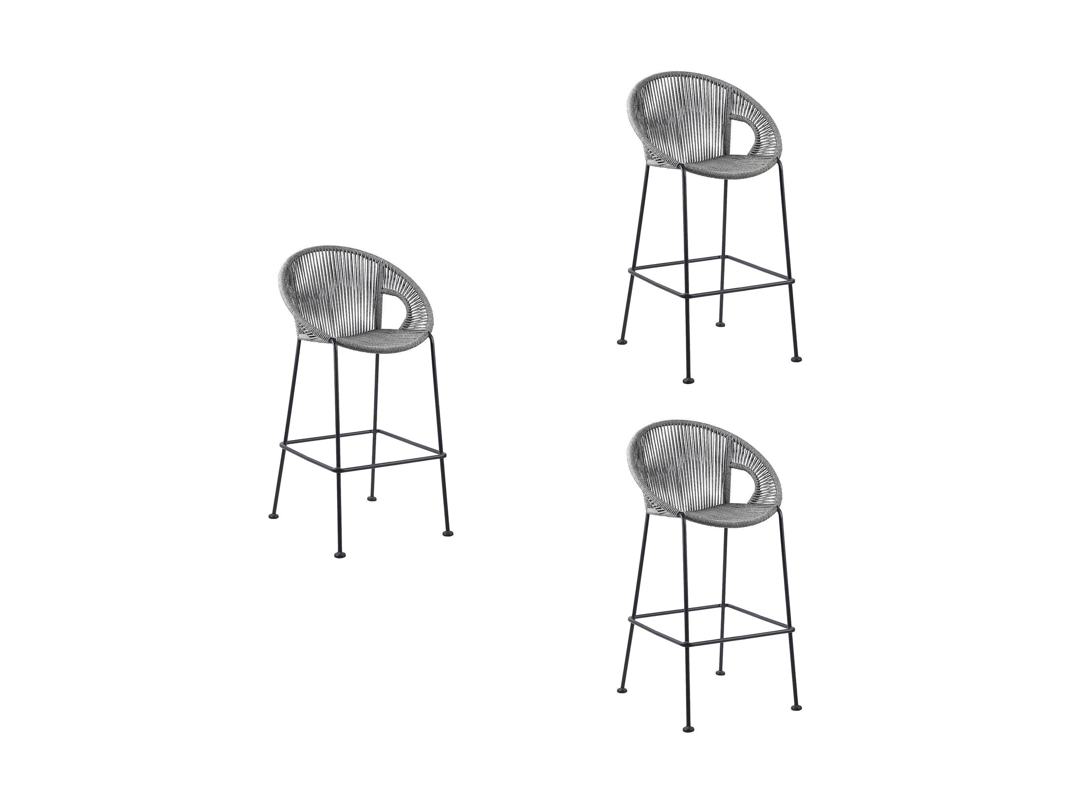 Acapulco - Indoor Outdoor Steel Bar Stool With Rope Set