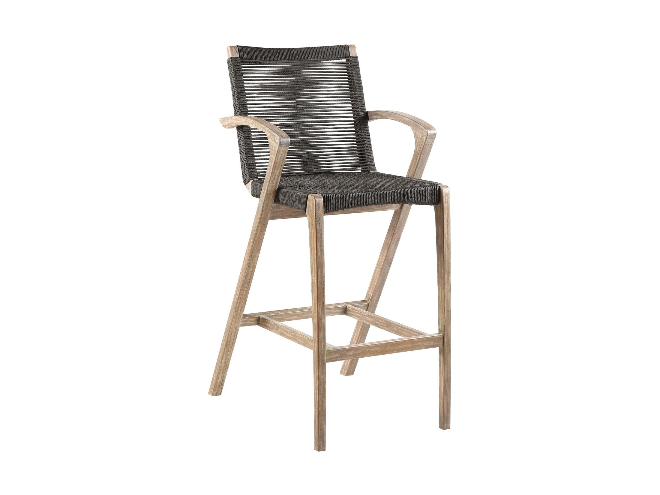 Brielle - Outdoor Light Eucalyptus Wood And Charcoal Rope Counter Height Stool Set
