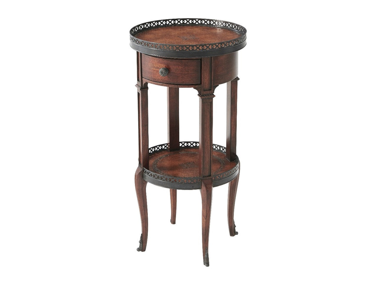 Theodore Alexander Walnut Circle Accent Table