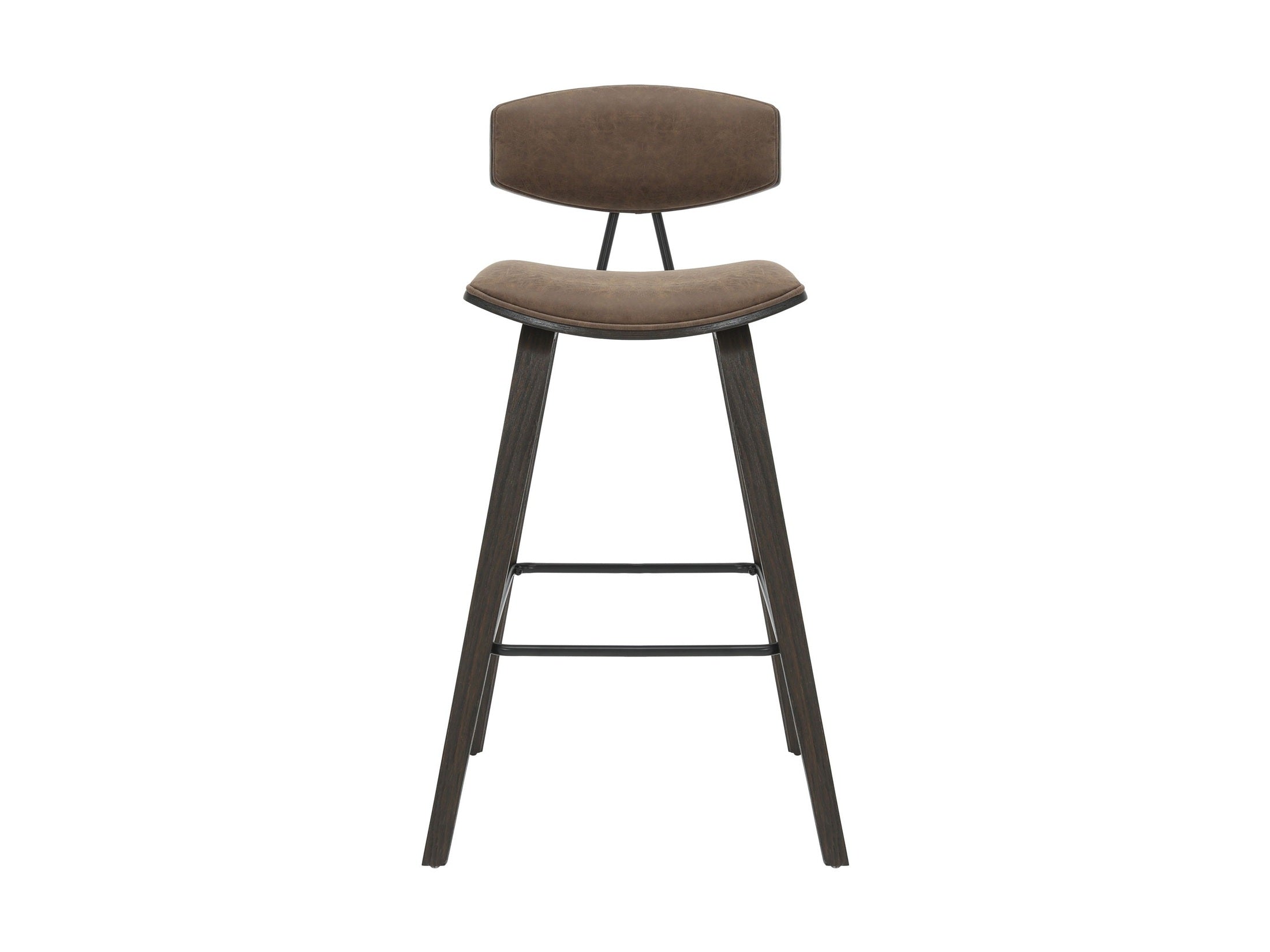 Fox - Bar Height Curved Back Wood Bar Stool With Faux Leather Seat