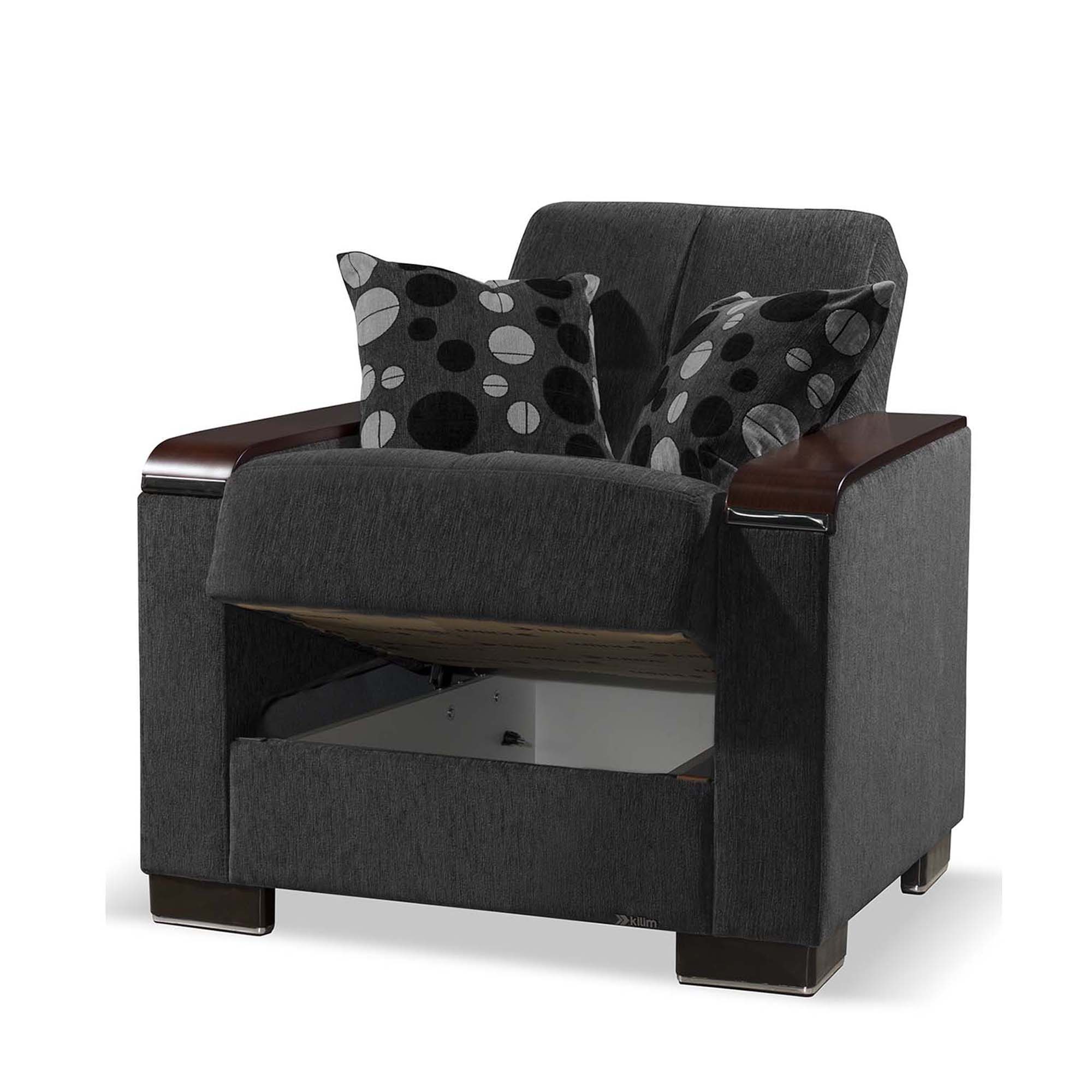 Ottomanson Armada X - Upholstered Convertible Wood Trimmed Armchair With Storage