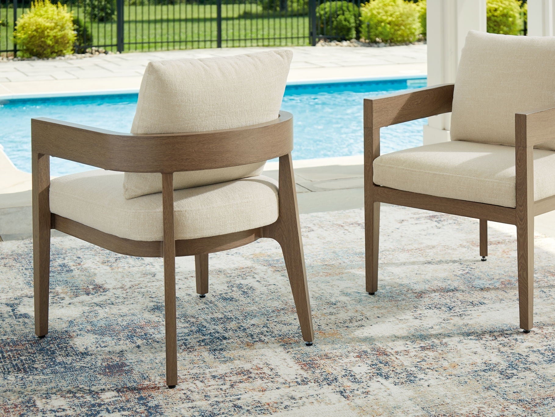Serene Bay - Arm Chair With Cushion (Set of 2) - Dark Brown / White