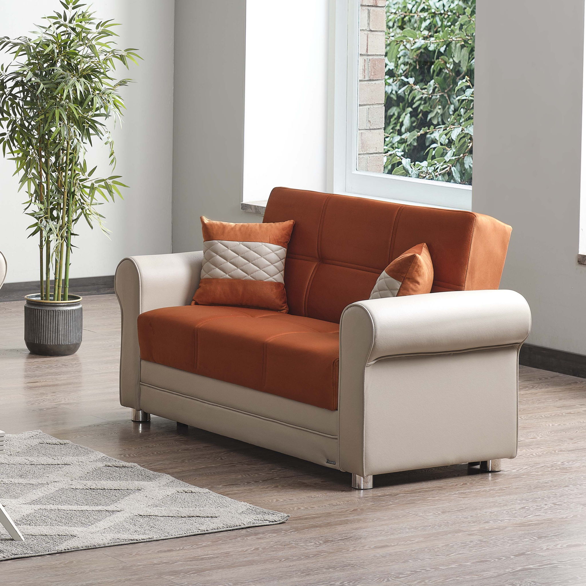 Ottomanson Avalon - Upholstered Convertible Loveseat With Storage