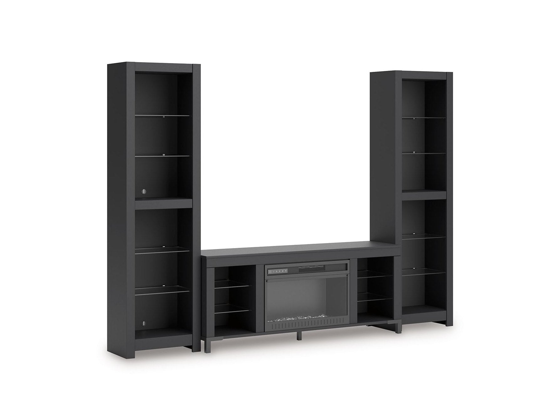 Cayberry - 3-Piece Entertainment Center With Electric Fireplace - Black
