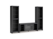 Cayberry - 3-Piece Entertainment Center With Electric Fireplace - Black