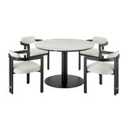 Jazmin - 5-Piece Outdoor Round Sintered Stone Dining Set - White / Black