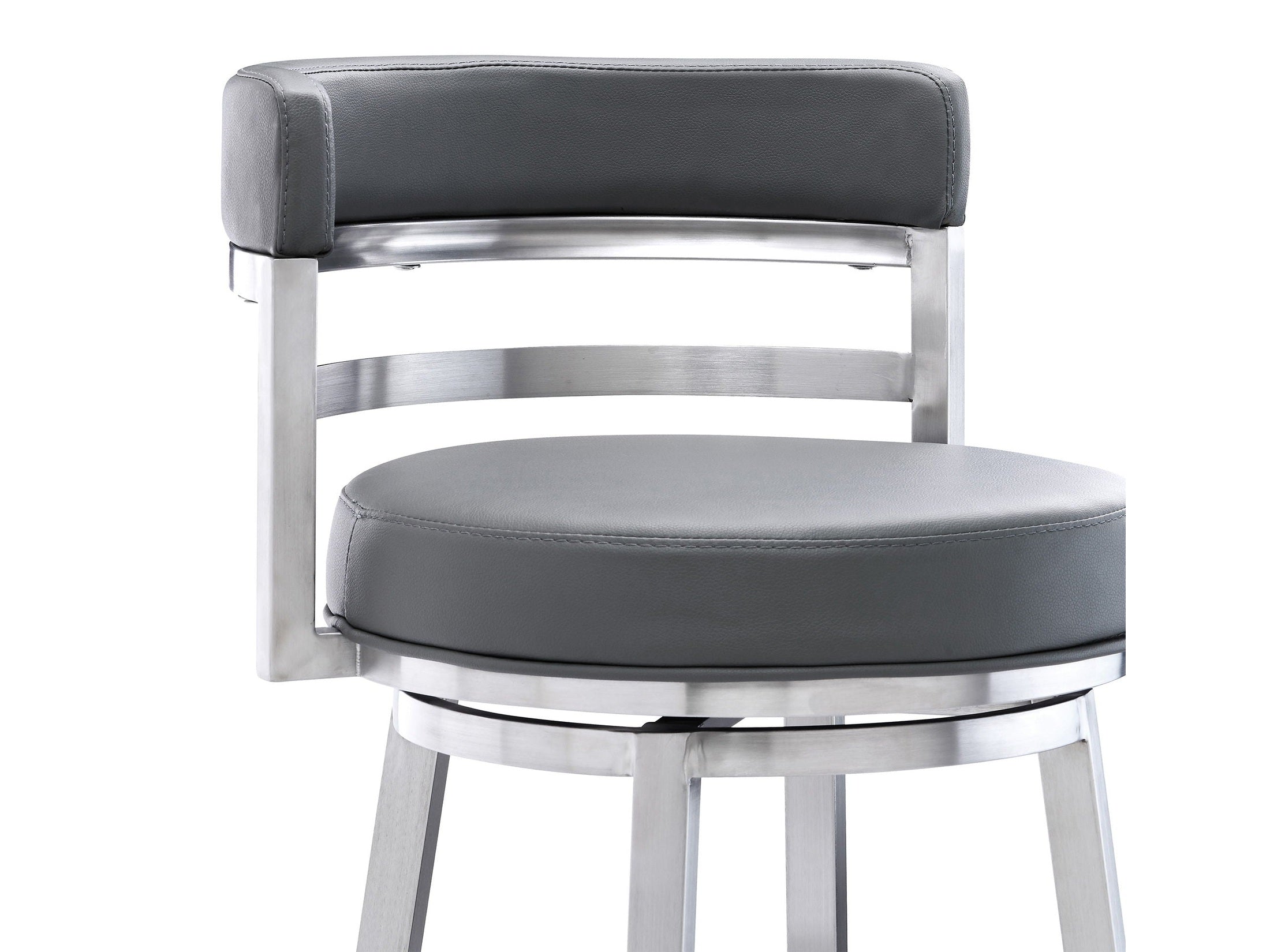 Titana - Swivel Faux Leather And Brushed Stainless Steel Bar Stool