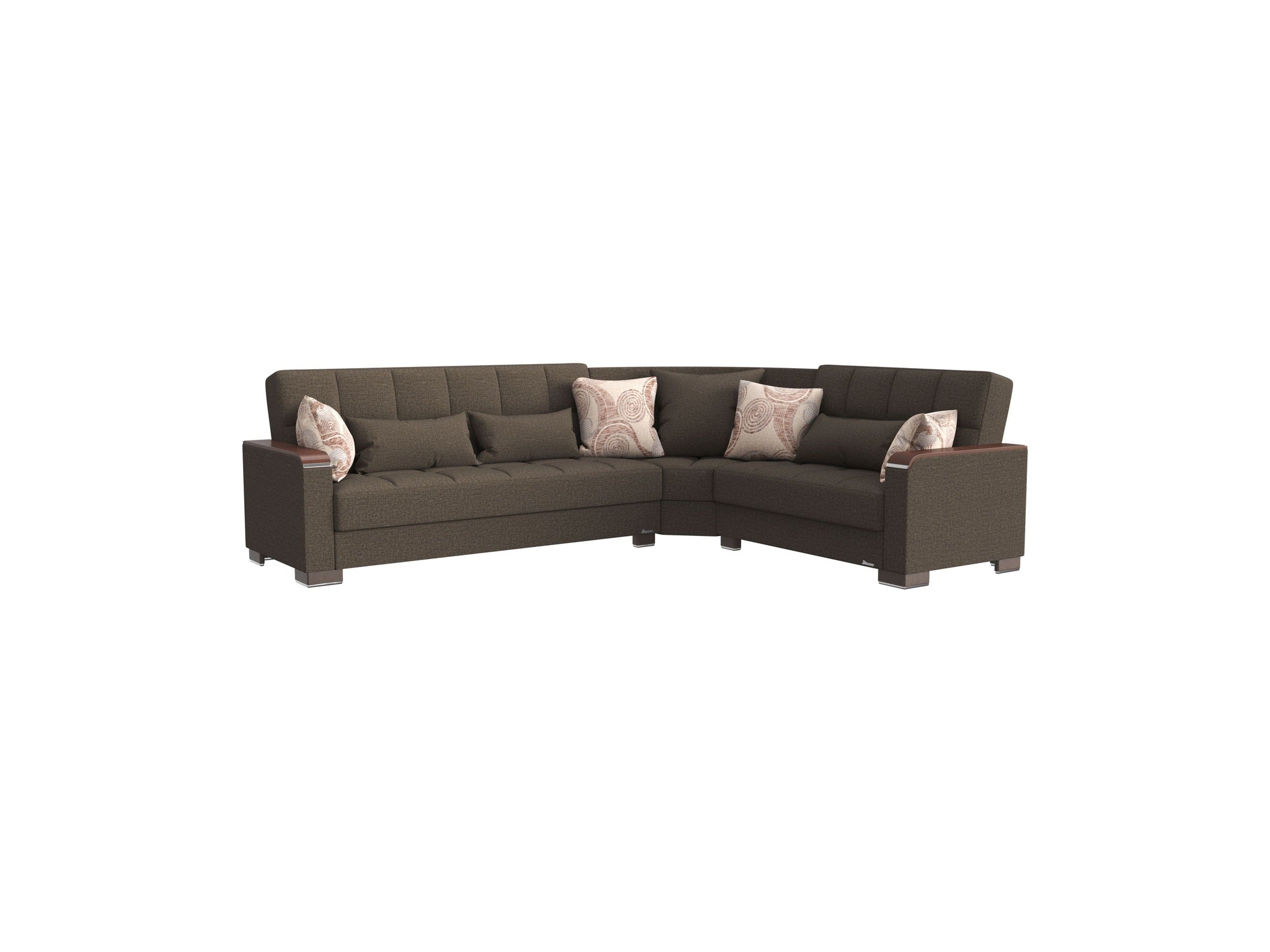 Ottomanson Armada X - Upholstered Convertible Wood Trimmed Sectional With Storage - Polyester
