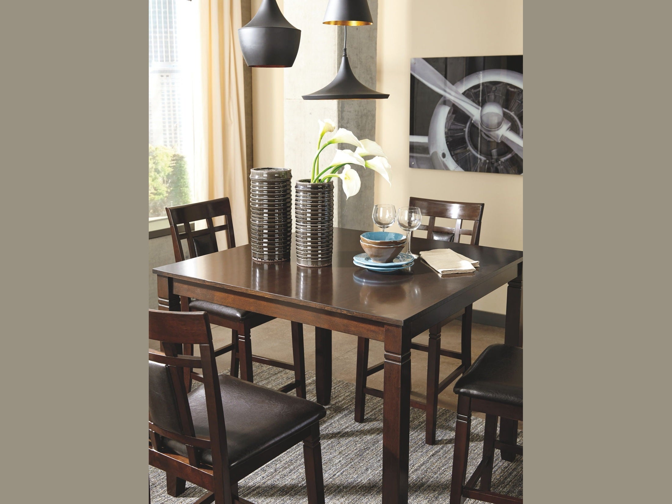 Bennox - DRM Counter Table Set (Set of 5) - Brown