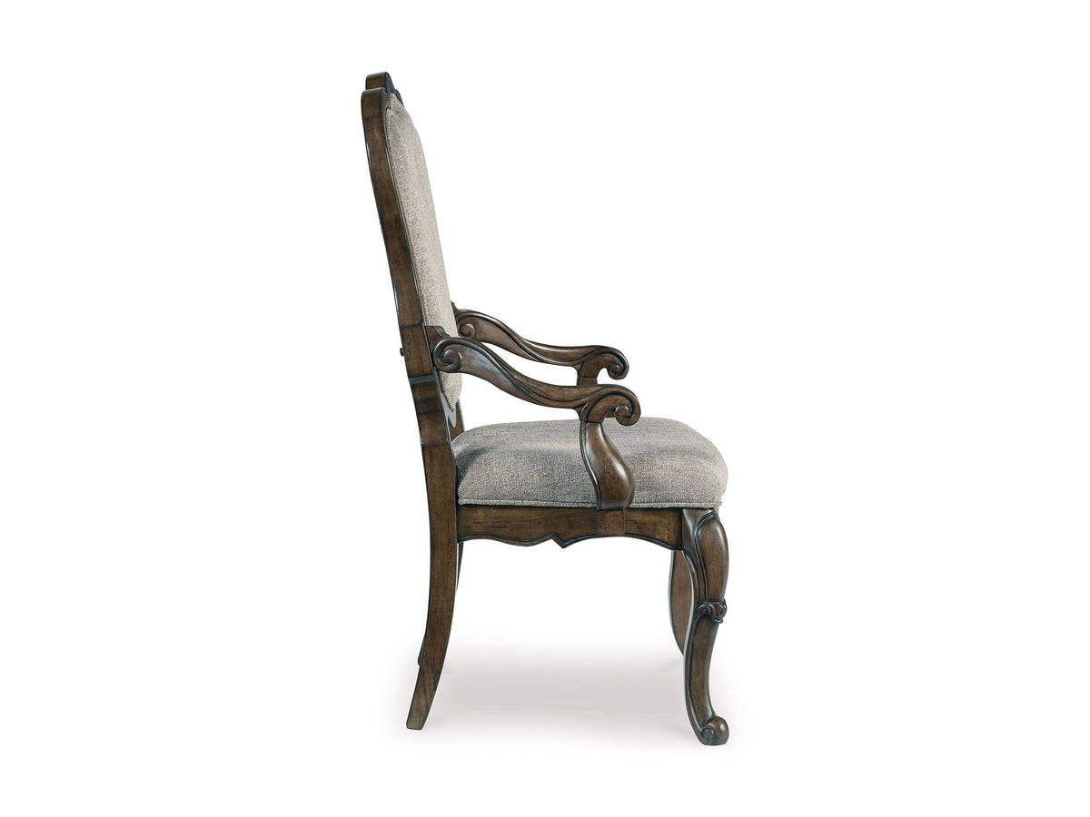 Maylee - Dining Upholstered Arm Chair (Set of 2) - Dark Brown