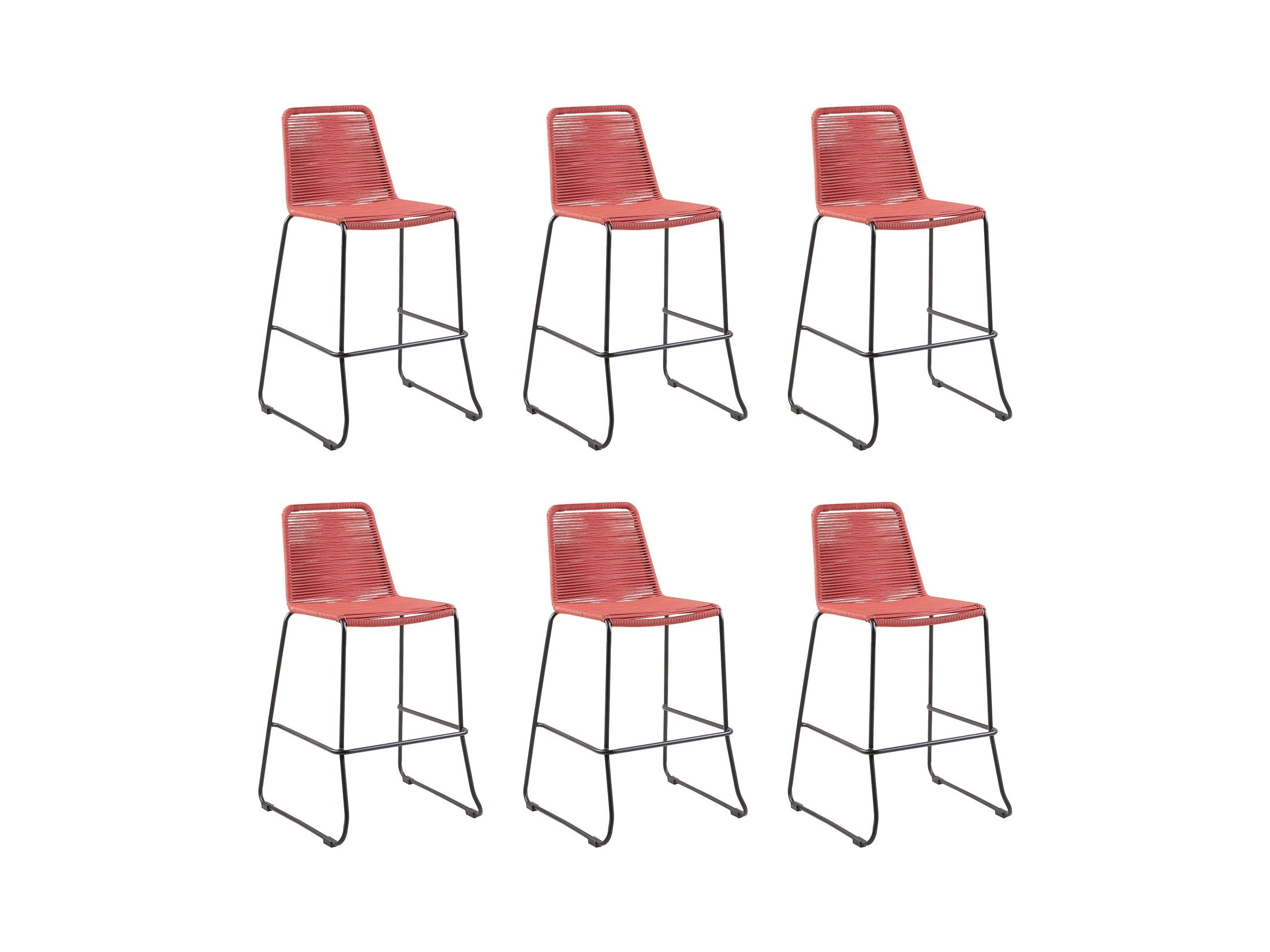 Shasta - 30" Outdoor Metal And Rope Stackable Barstool