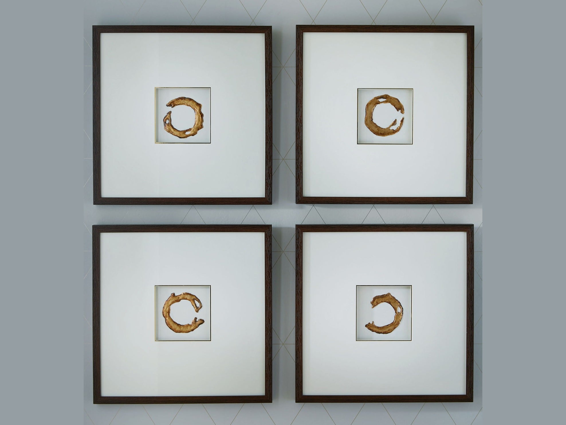 Dallbourne - Wall Art Set (Set of 4) - White / Gold Finish