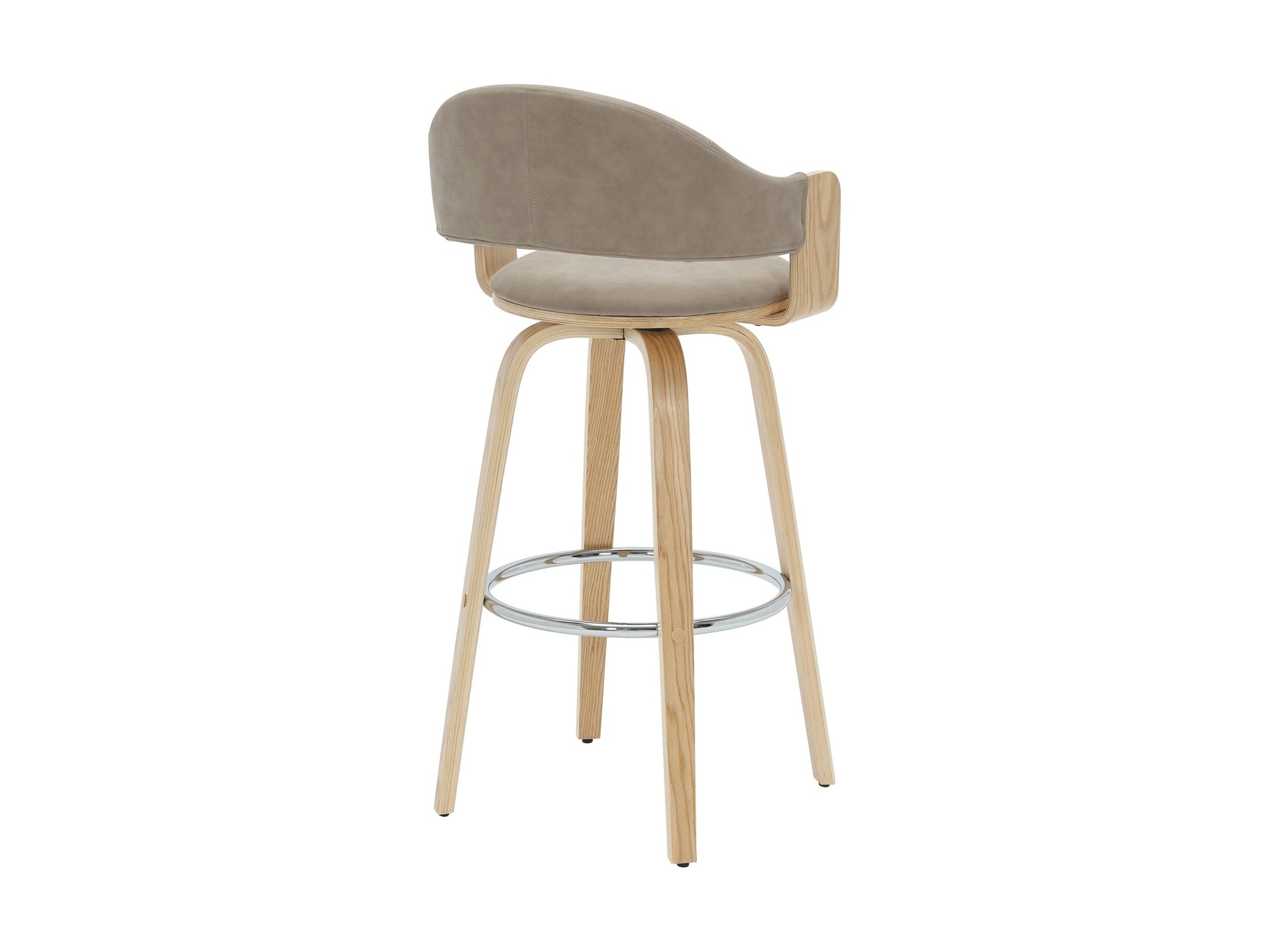 Daxton - Swivel Bar Height Round Back Wood Bar Stool With Faux Leather Seat