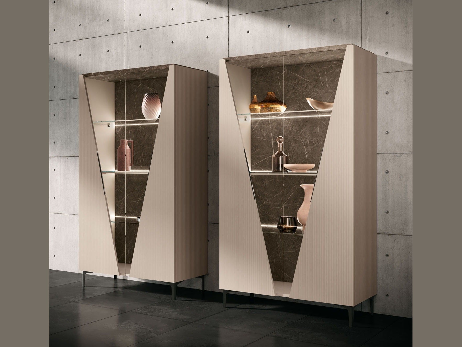 Fidia - 2 Door Vitrine - Beige