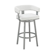 Lorin - 26" Counter Height Swivel Bar Stool - Silver / White