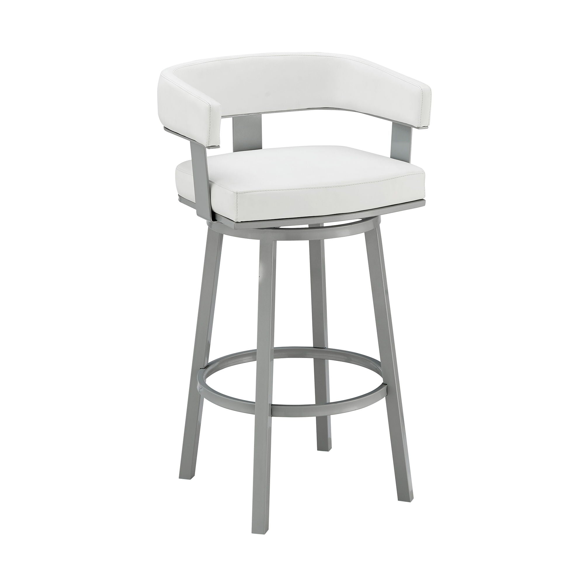 Lorin - 26" Counter Height Swivel Bar Stool - Silver / White