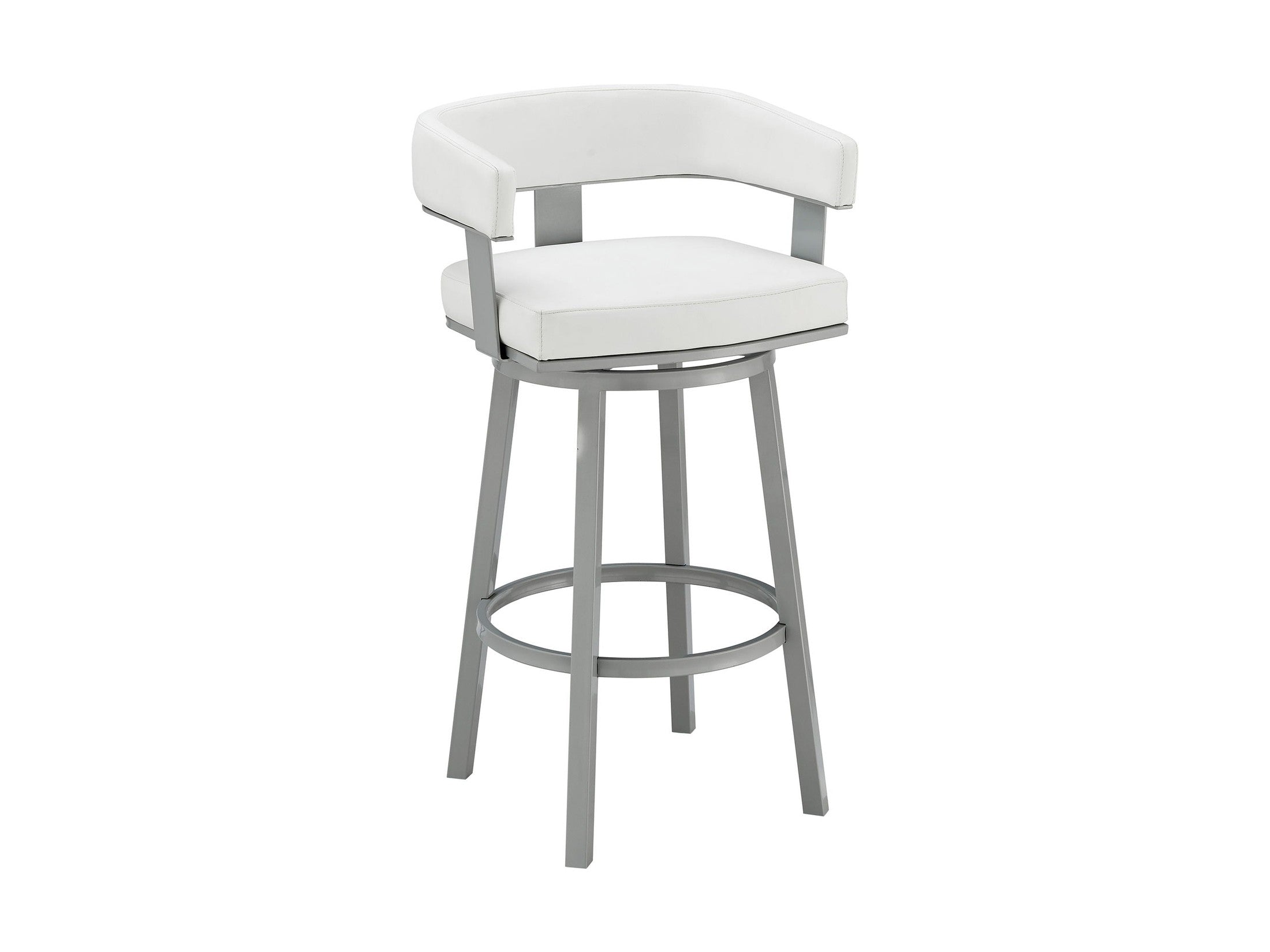 Lorin - 26" Counter Height Swivel Bar Stool - Silver / White