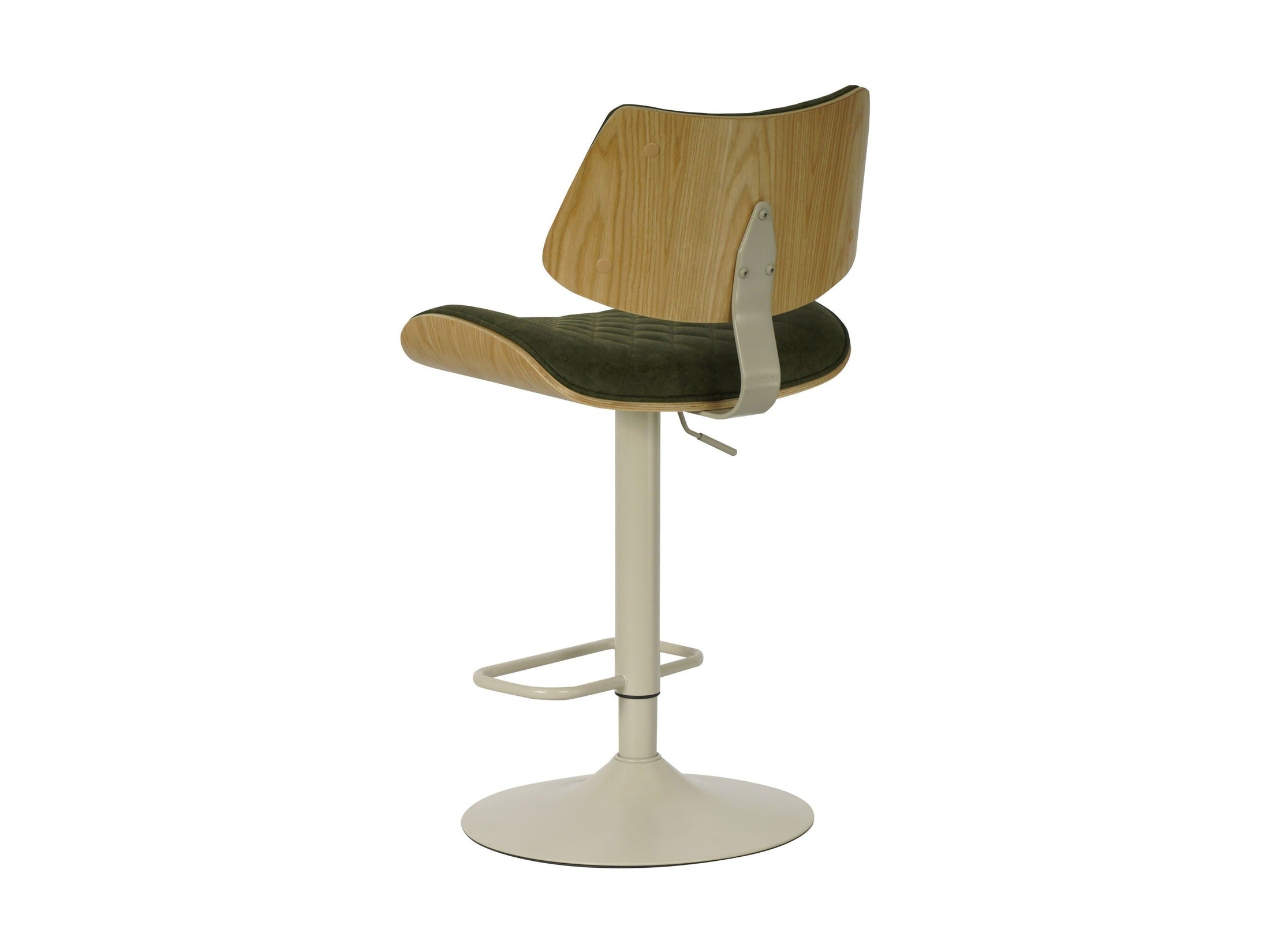Leland - Adjustable Swivel Curved Back Wood Bar Stool With Faux Leather Seat