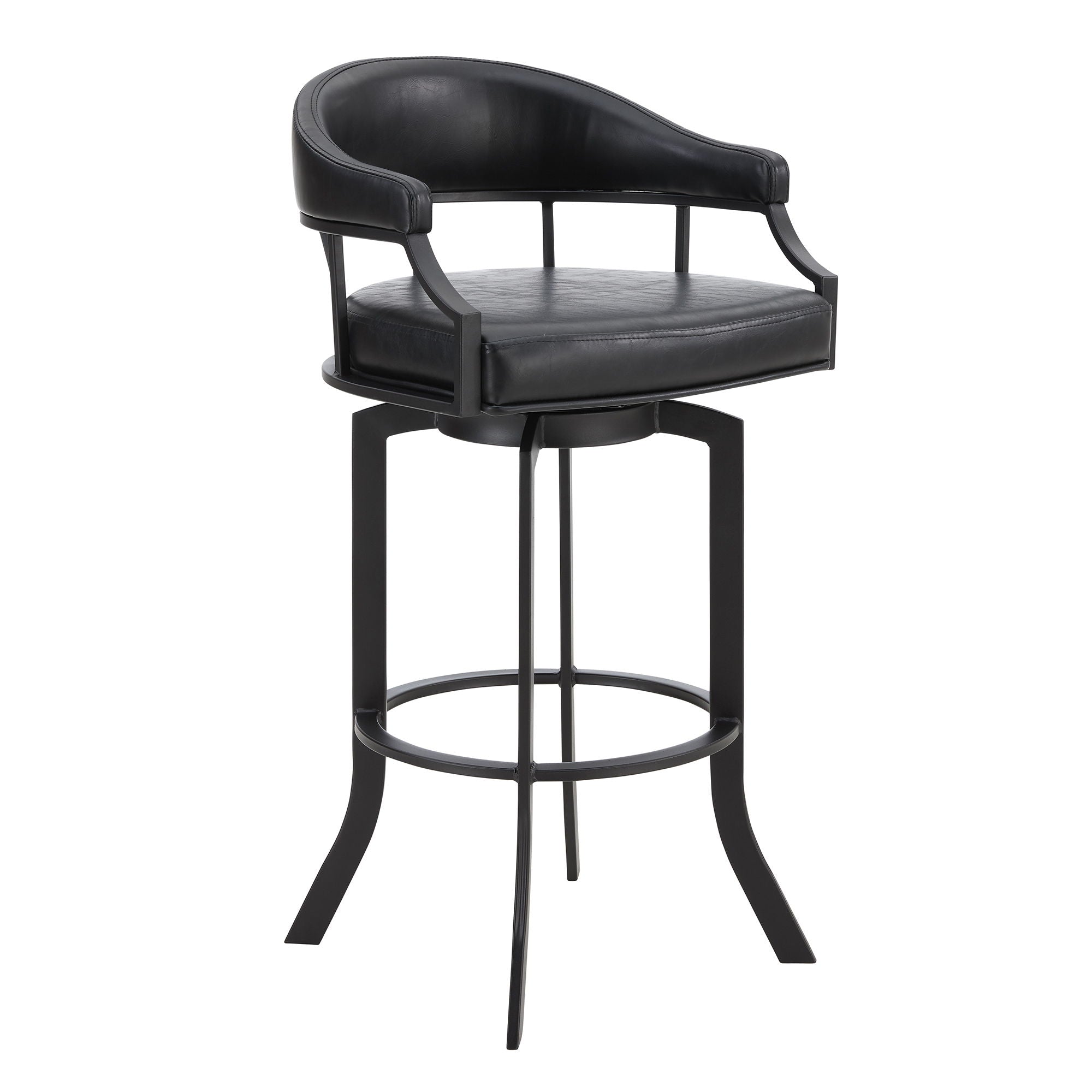 Pharaoh - Swivel Powder Coated And Faux Leather Metal Bar Stool