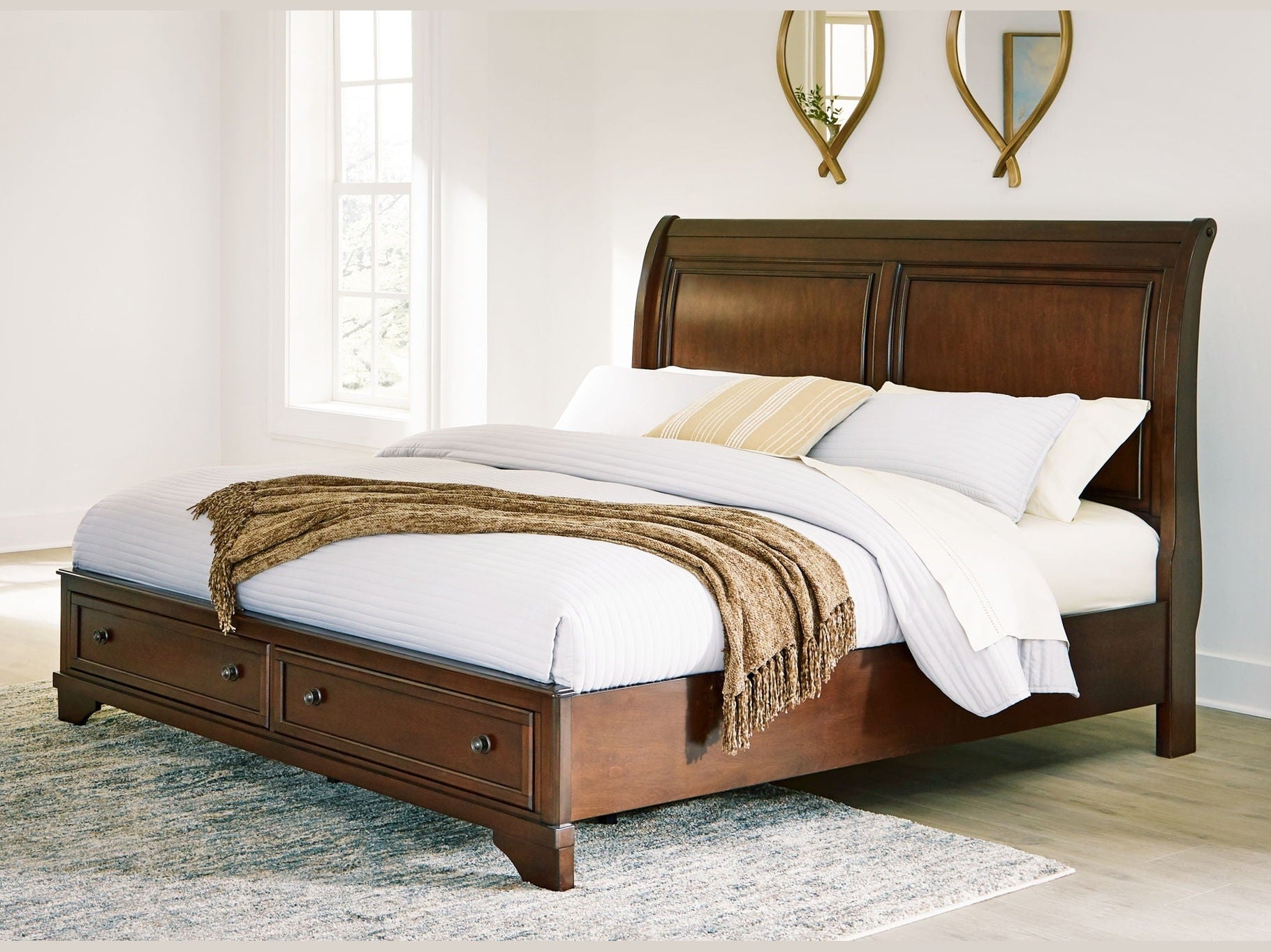 Trellington - King Sleigh Storage Bed - Brown
