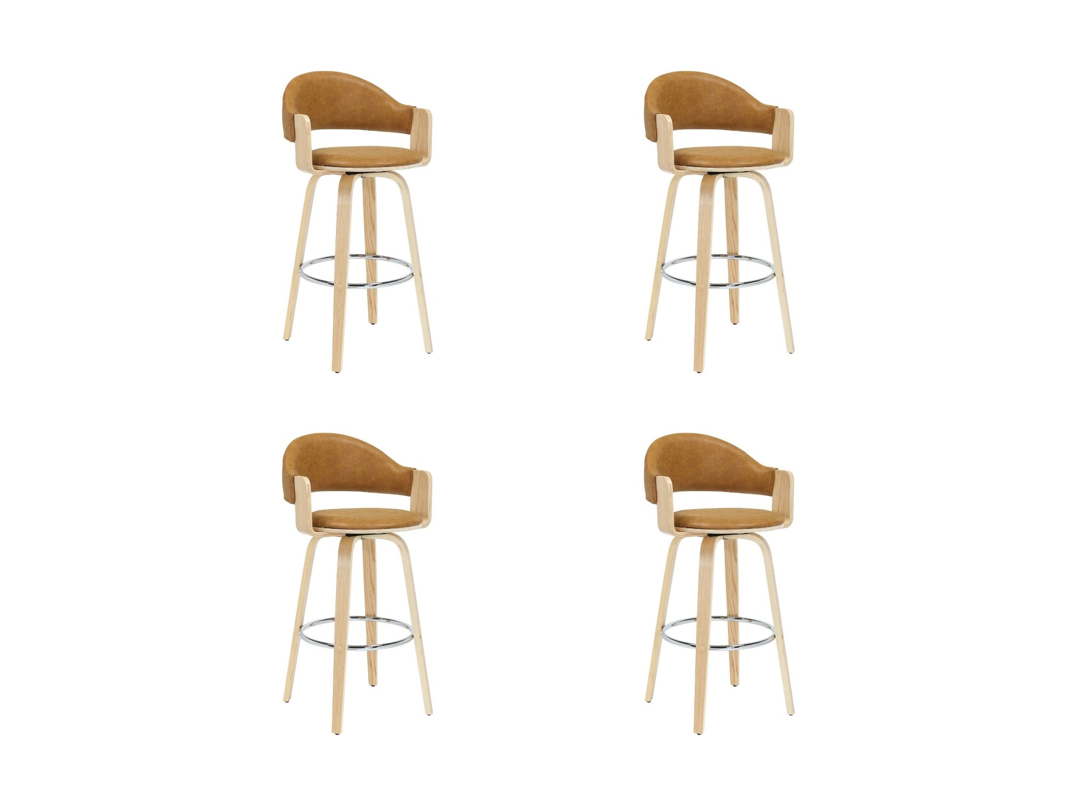 Daxton - Swivel Bar Height Round Back Wood Bar Stool With Faux Leather Seat
