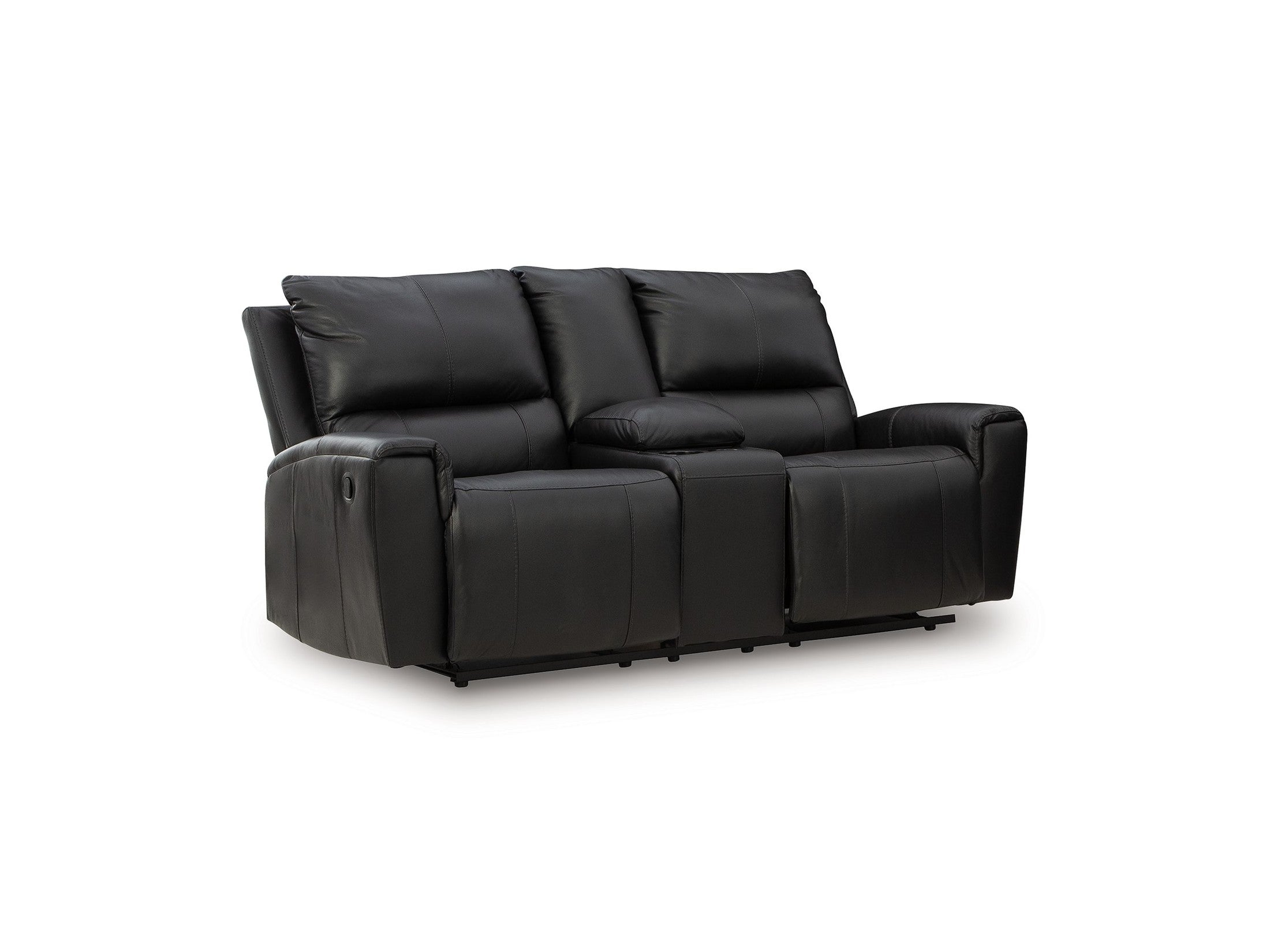 Glossmore - Reclining Loveseat With Console - Black