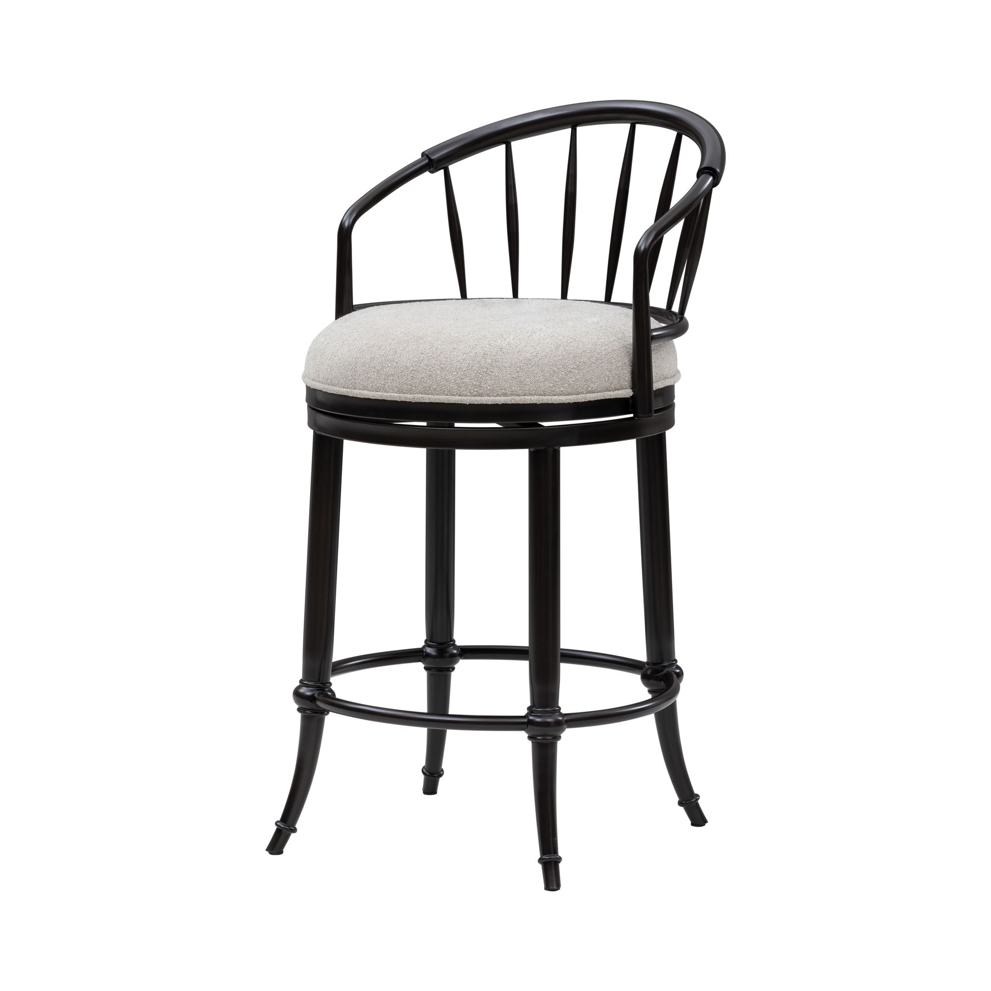 Luther - Commercial Grade Steel Frame Fabric Upholstered Swivel Counter Height Barstool