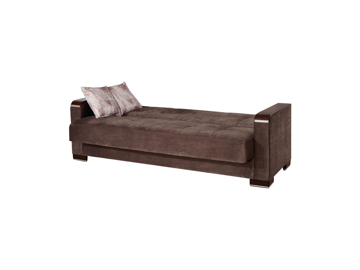 Ottomanson Armada X - Upholstered Convertible Wood Trimmed Sofabed With Storage - Microfiber