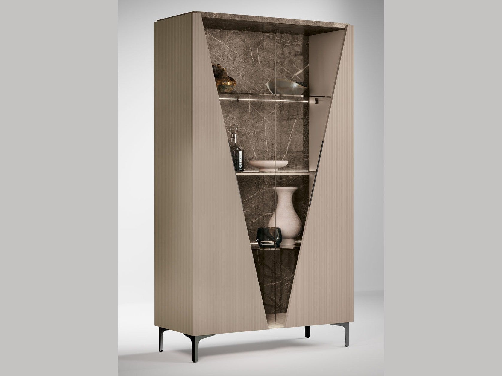 Fidia - 2 Door Vitrine - Beige
