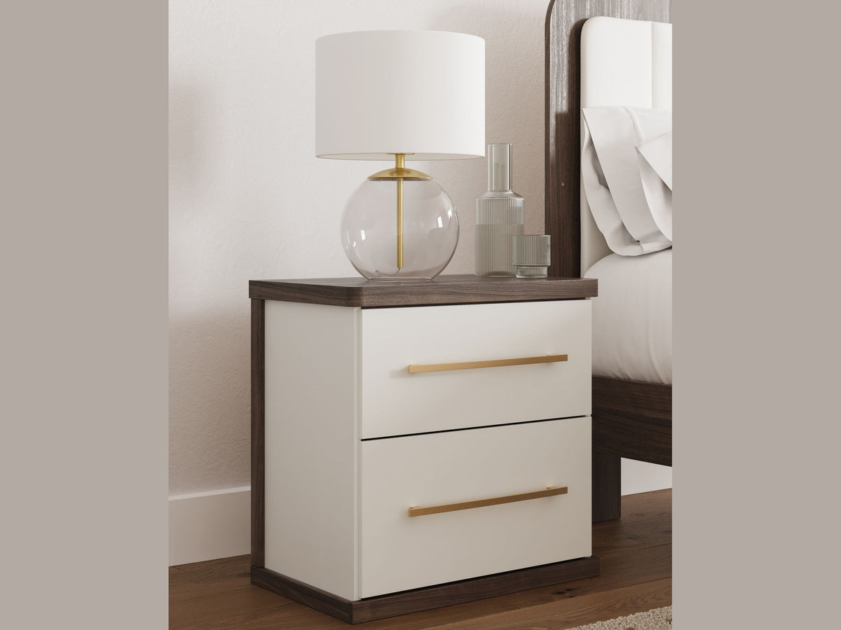 Kendanport - Two Drawer Night Stand - Brown / White